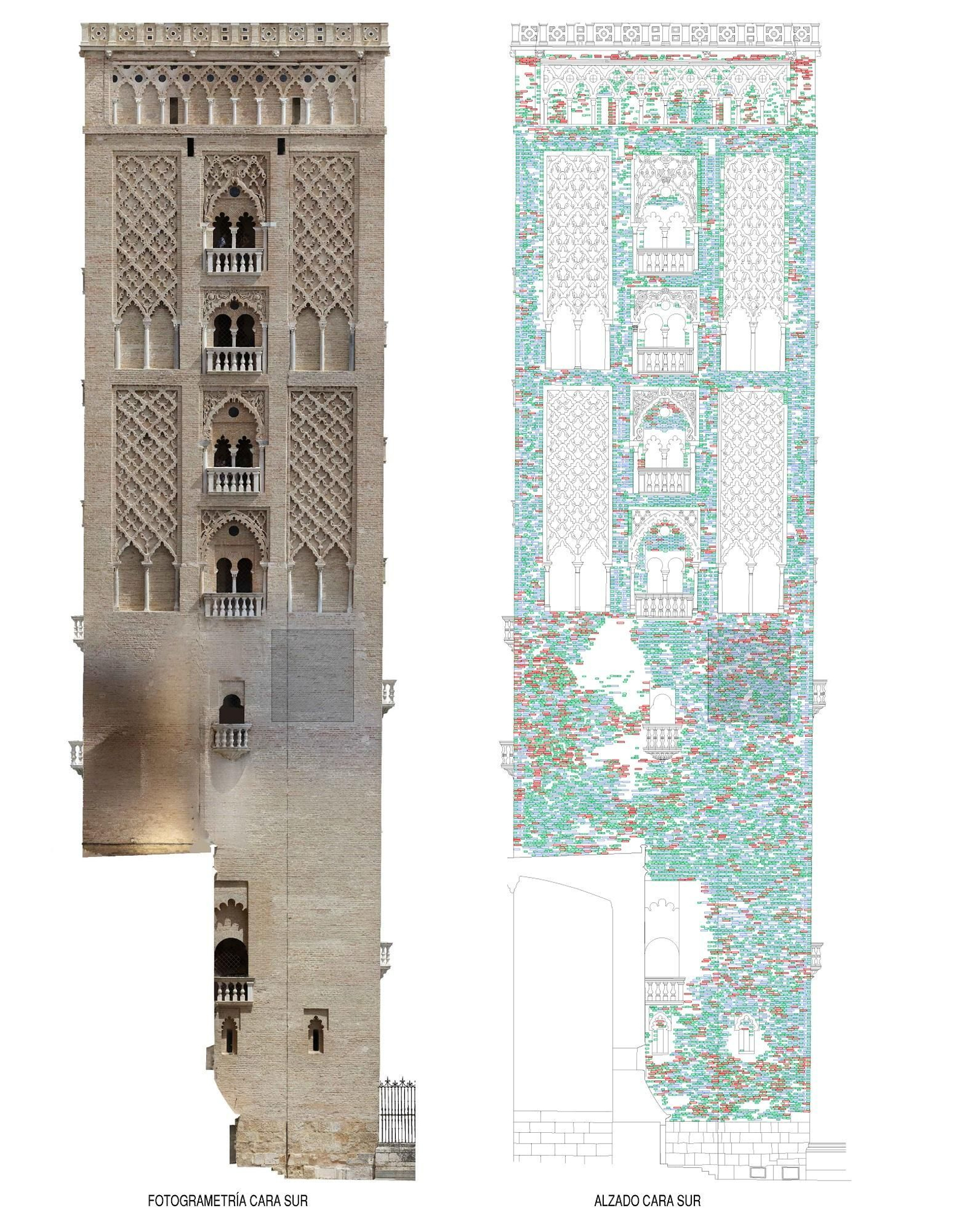 Localización e identificación de tipologías de ladrillos almohades en la Giralda.