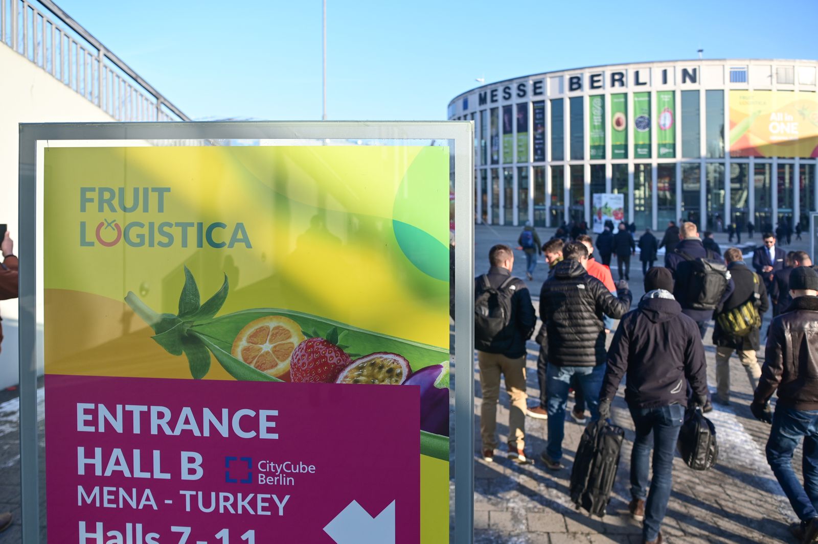 Entrada de la feria Fruit Logistica en Berlín