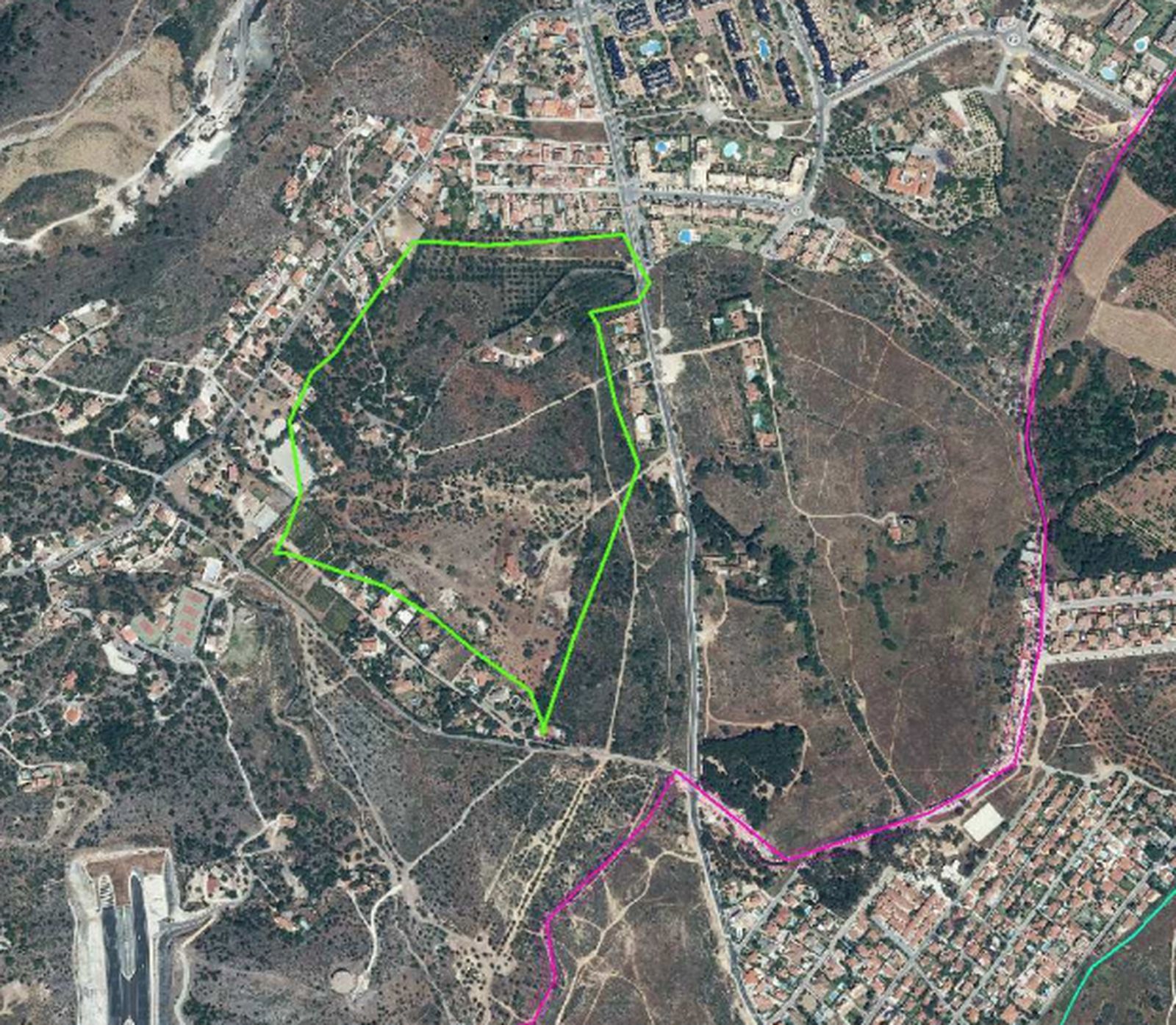 Delimitación del sector El Coronel, en Churriana.