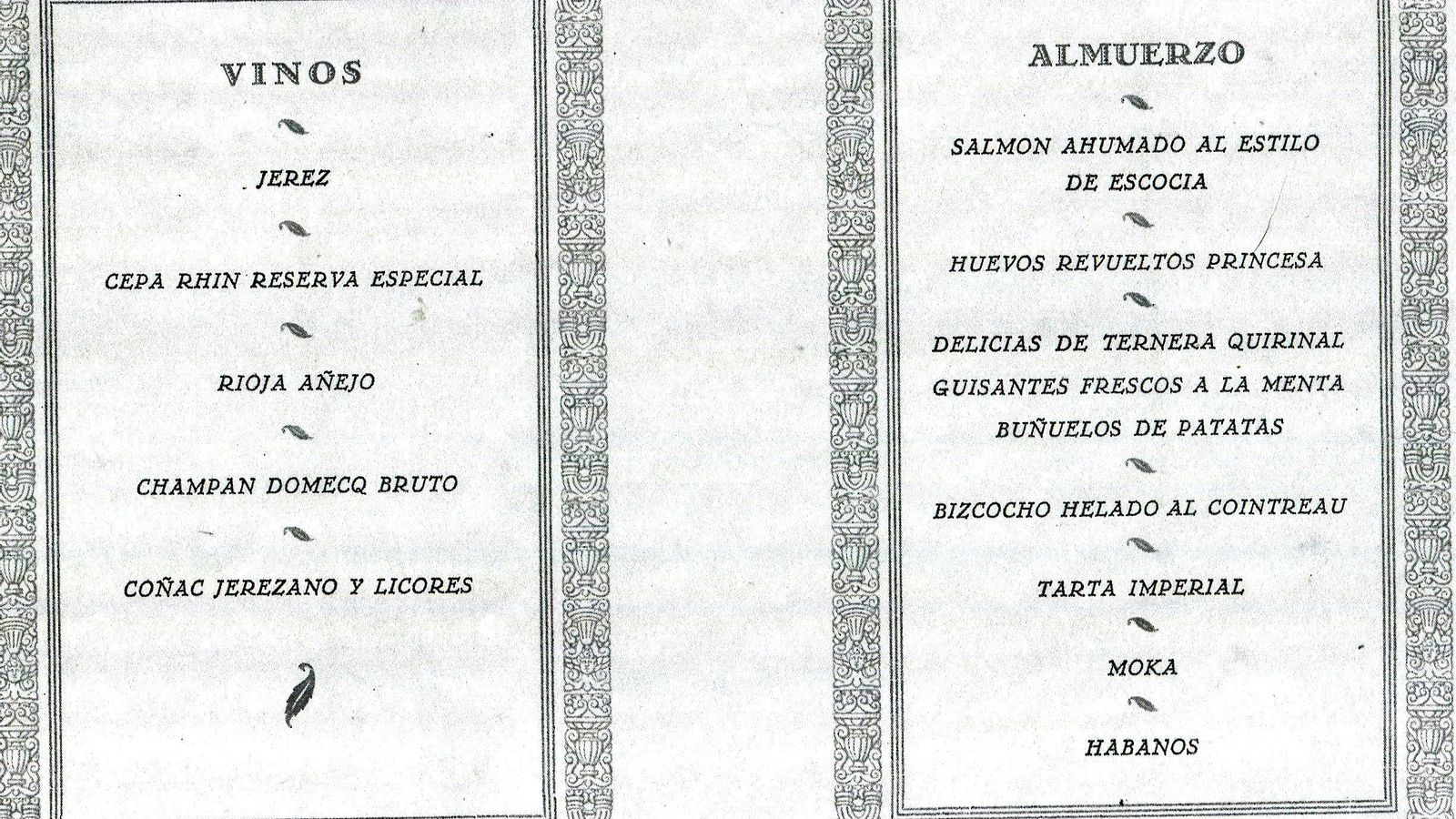 Menú del almuerzo organizado por el Ayuntamiento, 1946.