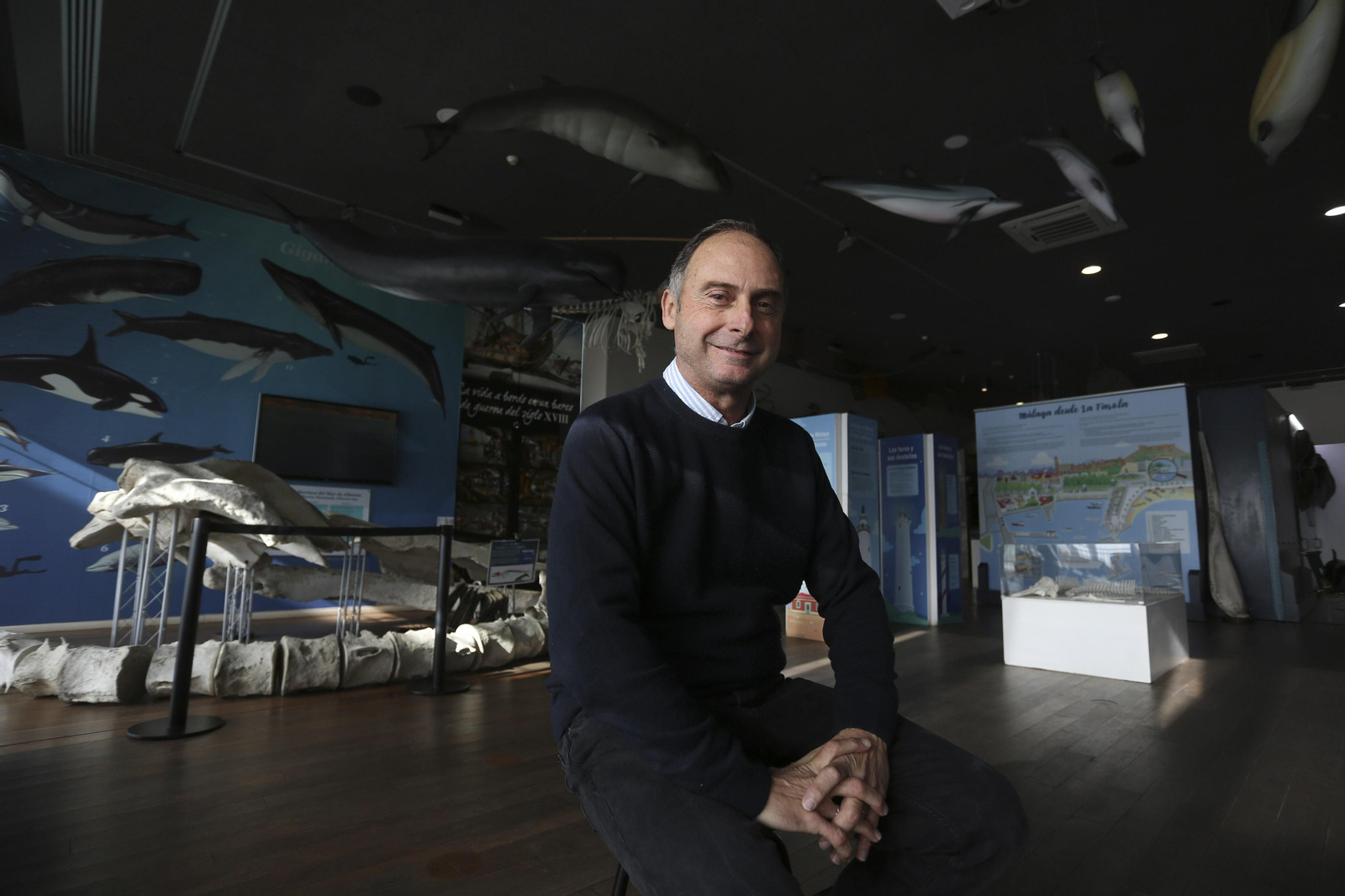 Juan Jesús Martín, biólogo y socio fundador del Museo Alborania-Aula del Mar en la sede del Palmeral de las Sorpresas, en el Puerto de Málaga.