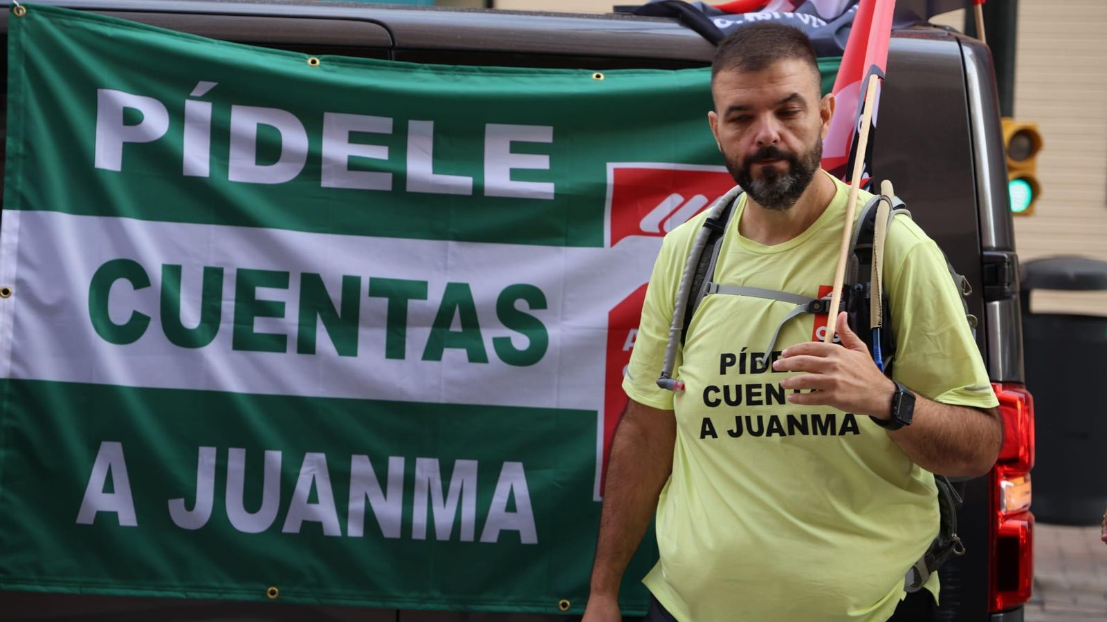 Secretario General de CGT en Málaga, Juan José Carrillo, en la marcha Secretario General de CGT en Málaga, Juan José Carrillo, en la marcha