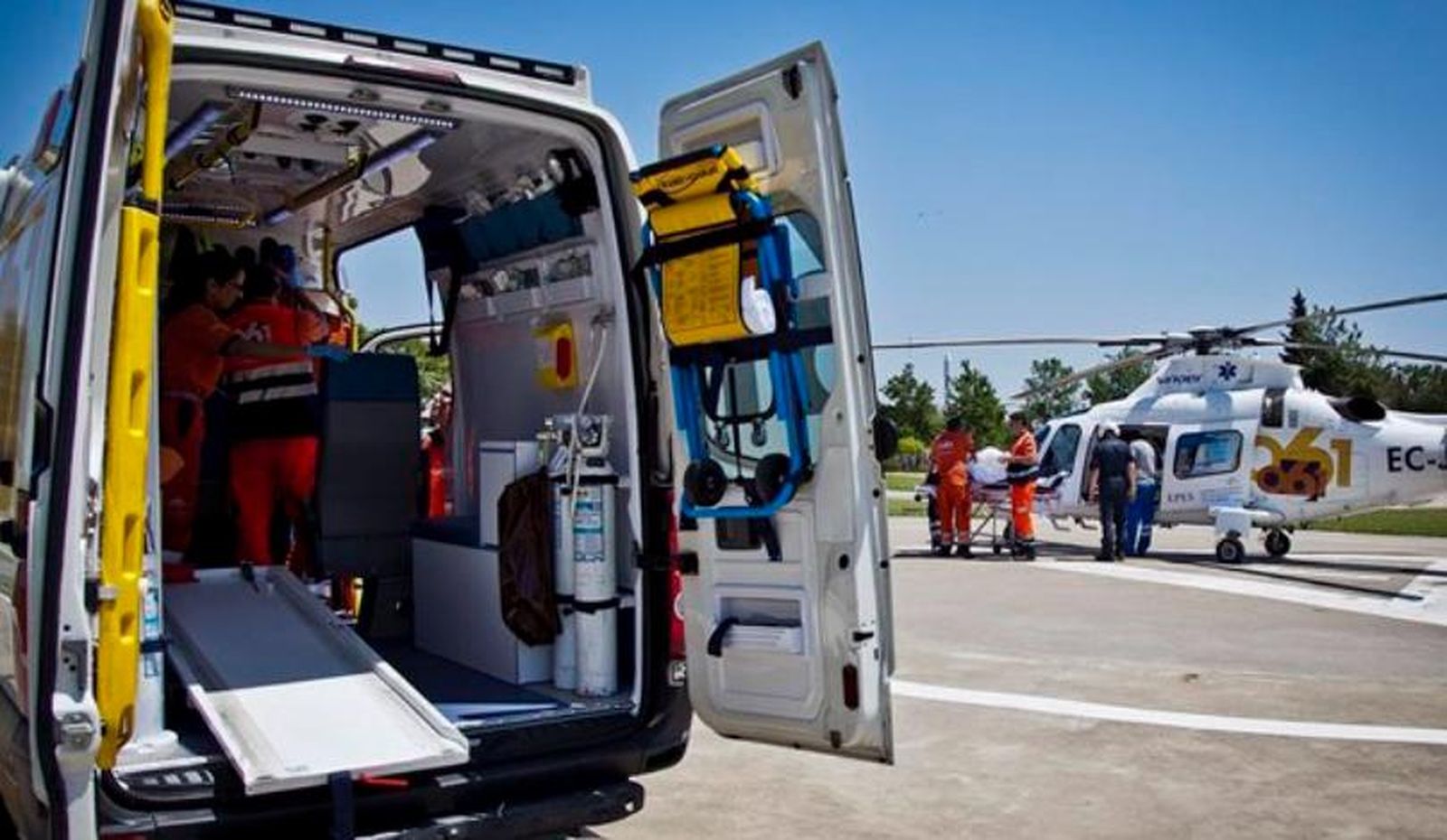 Traslado de un herido en helicóptero