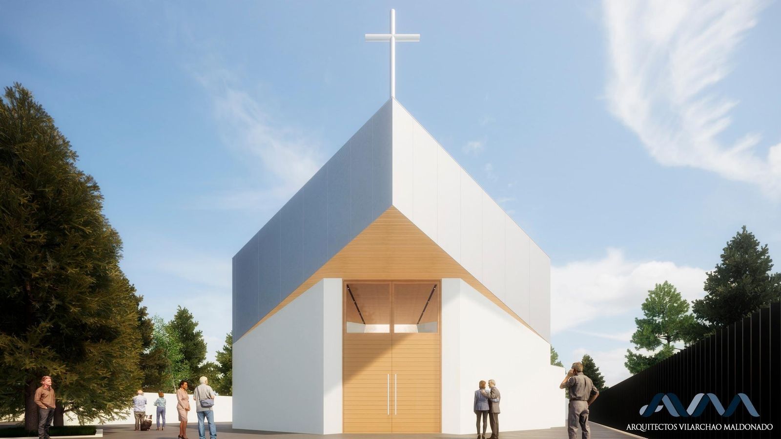 Una imagen de la fachada proyectada para la nueva parroquia.