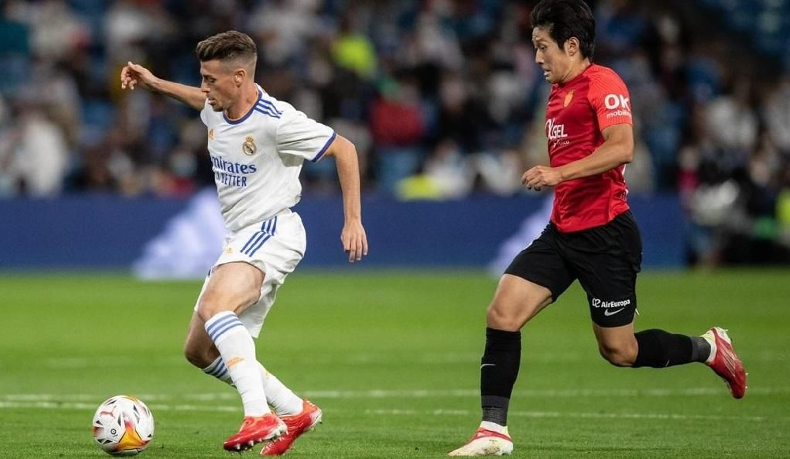 Antonio  Blanco, durante el partido en el Santiago Bernabéu ante el Mallorca.