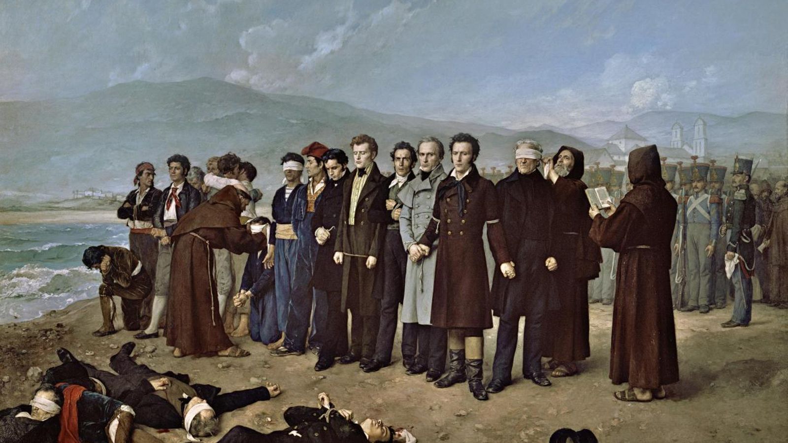 'Fusilamiento de Torrijos y sus compañeros en las playas de Málaga', de Antonio Gisbert. 'Fusilamiento de Torrijos y sus compañeros en las playas de Málaga', de Antonio Gisbert.