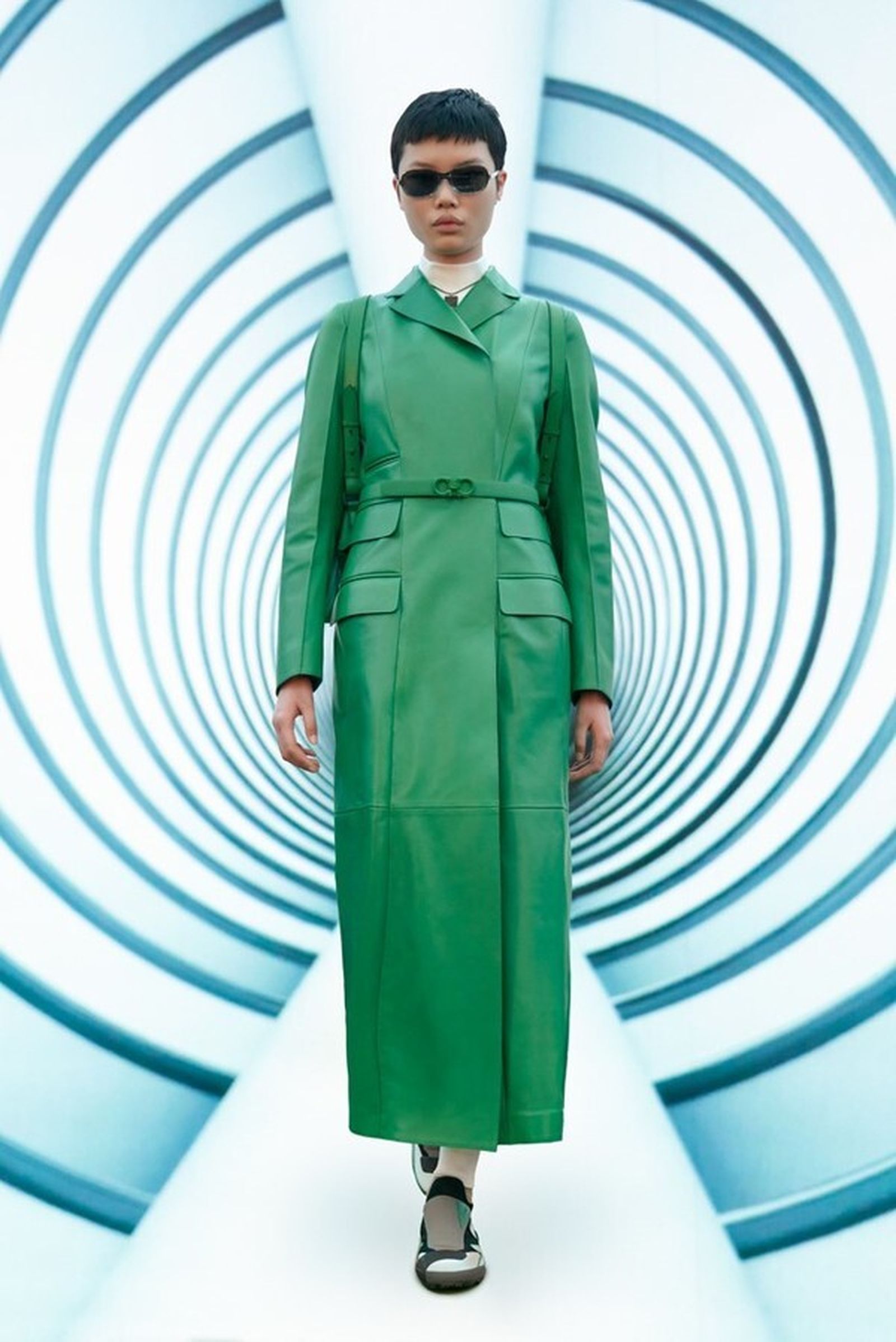 Abrigo verde de Salvatore Ferregamo.