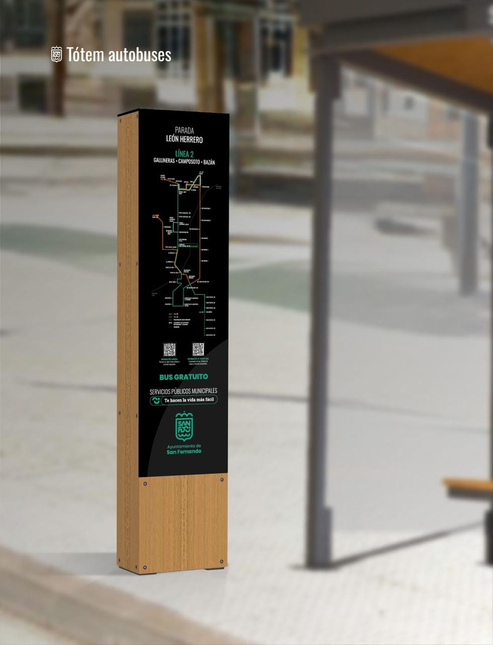 Recreación virtual de uno de los monolitos informativos.