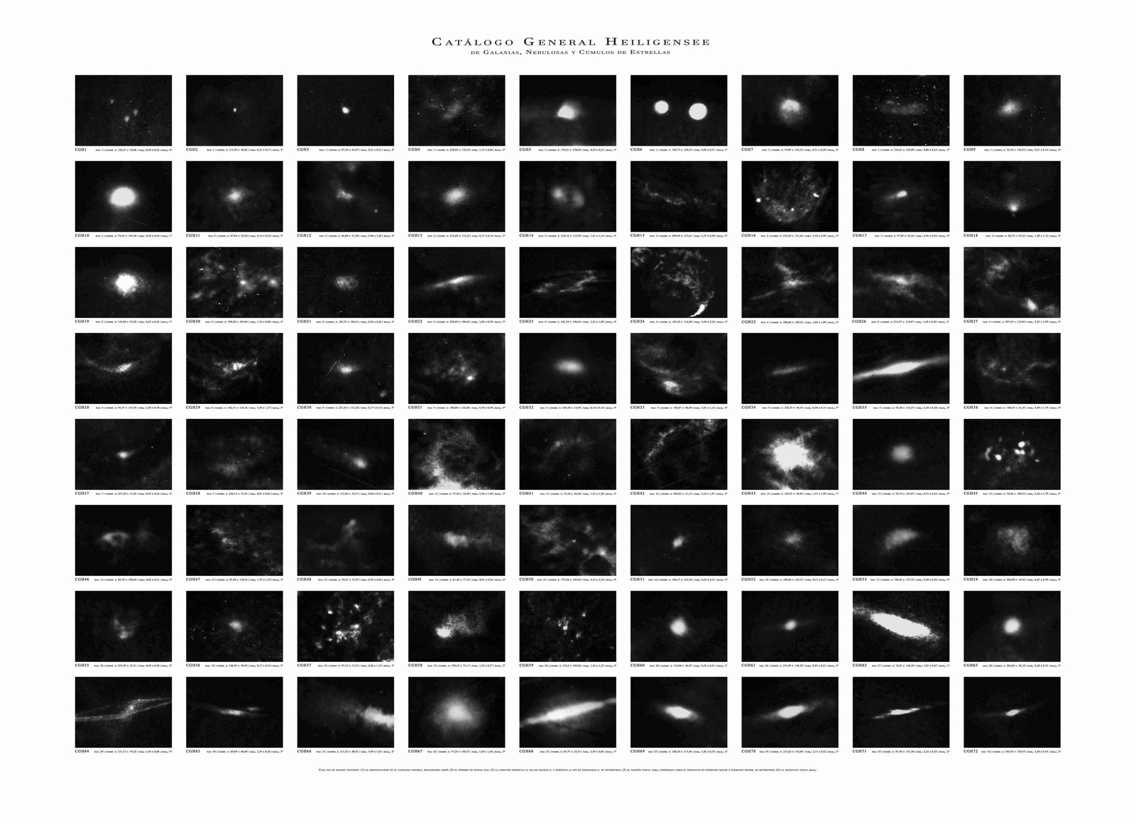Catálogo de imágenes astrales incluido en la muestra.