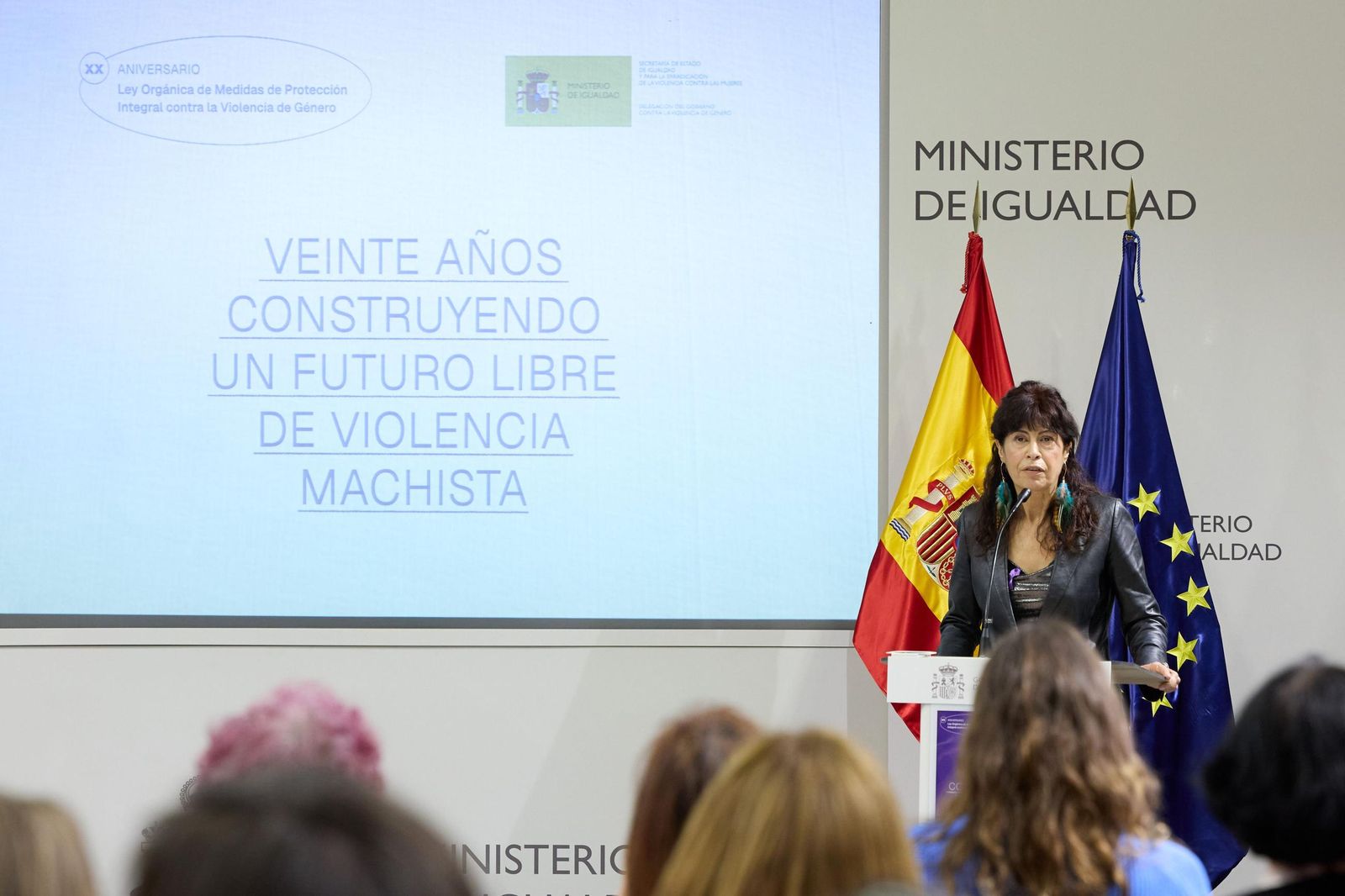 La ministra de Igualdad, Ana Redondo, en el acto por los 20 años de la ley contra la violencia de género.