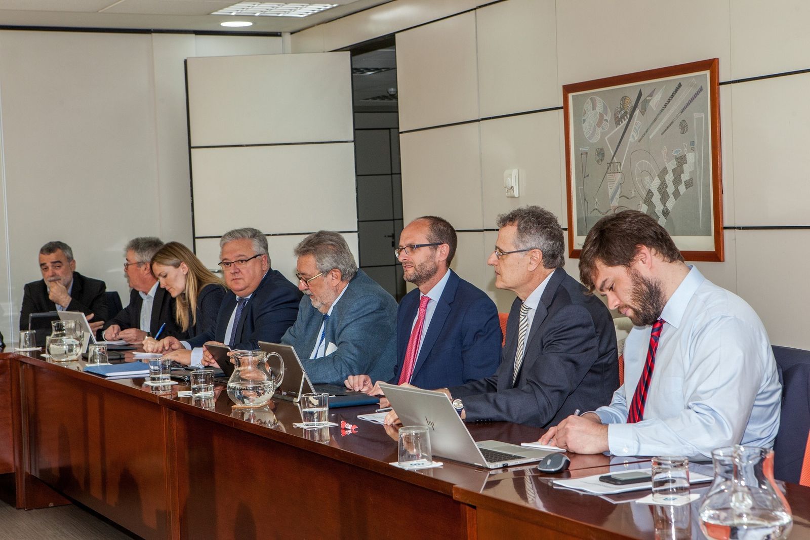Los representantes de Anesco, este miércoles en Madrid.