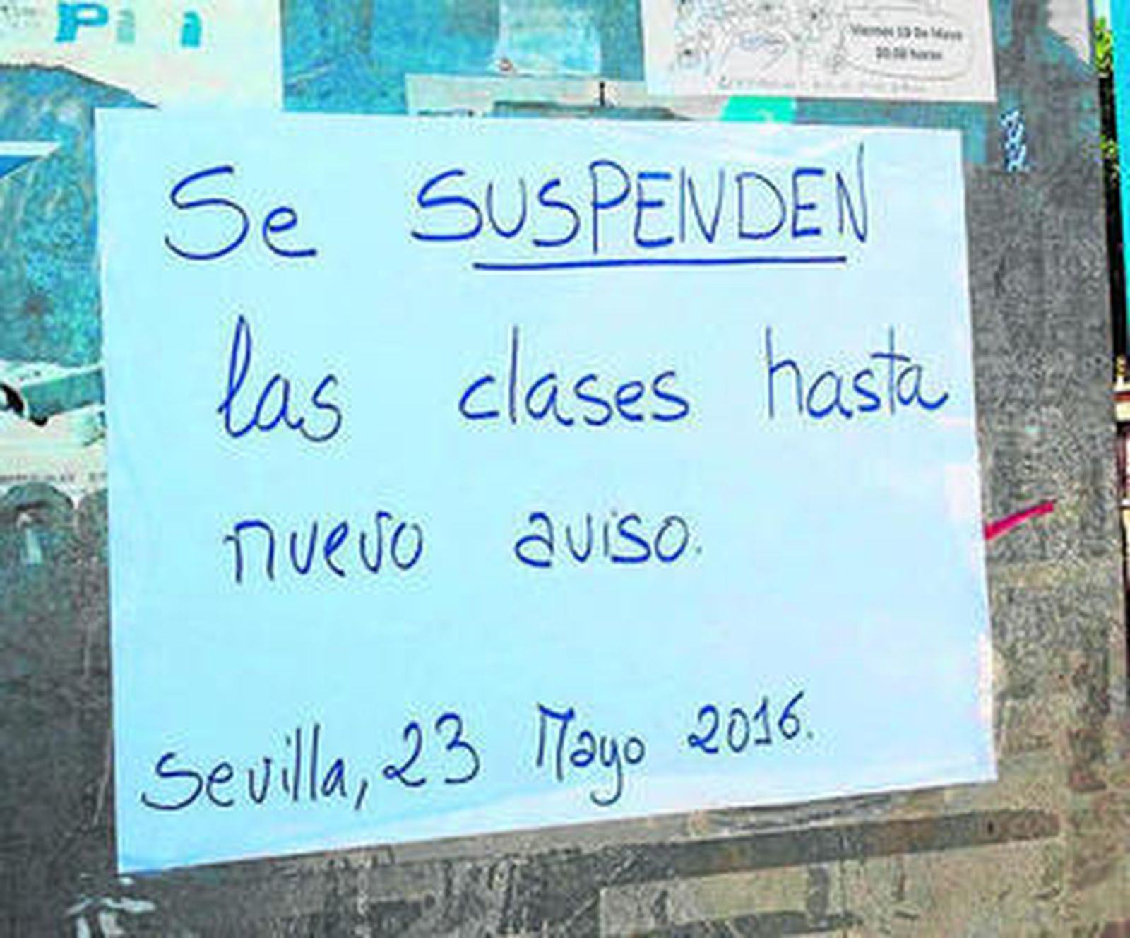 Cartel colgado el pasado 23 de mayo que alertaba del cierre del colegio por la plaga de pulgas.
