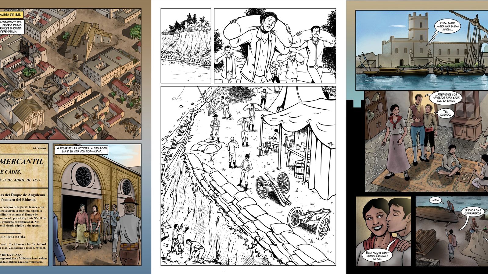 Algunas páginas del cómic aún en elaboración