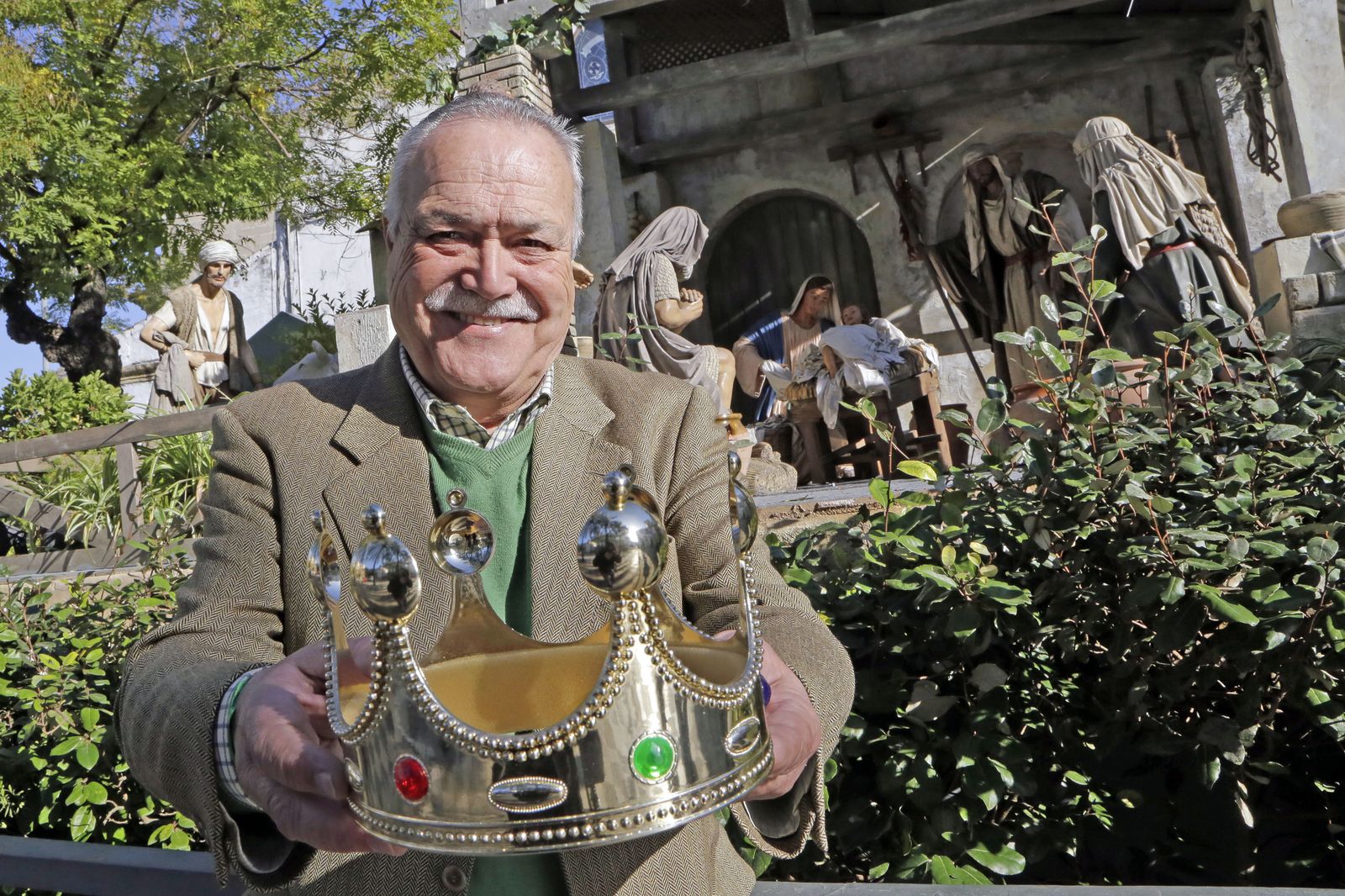 Francisco Gandón, Rey Melchor 2019, días atrás en el Belén monumental de Cristina.