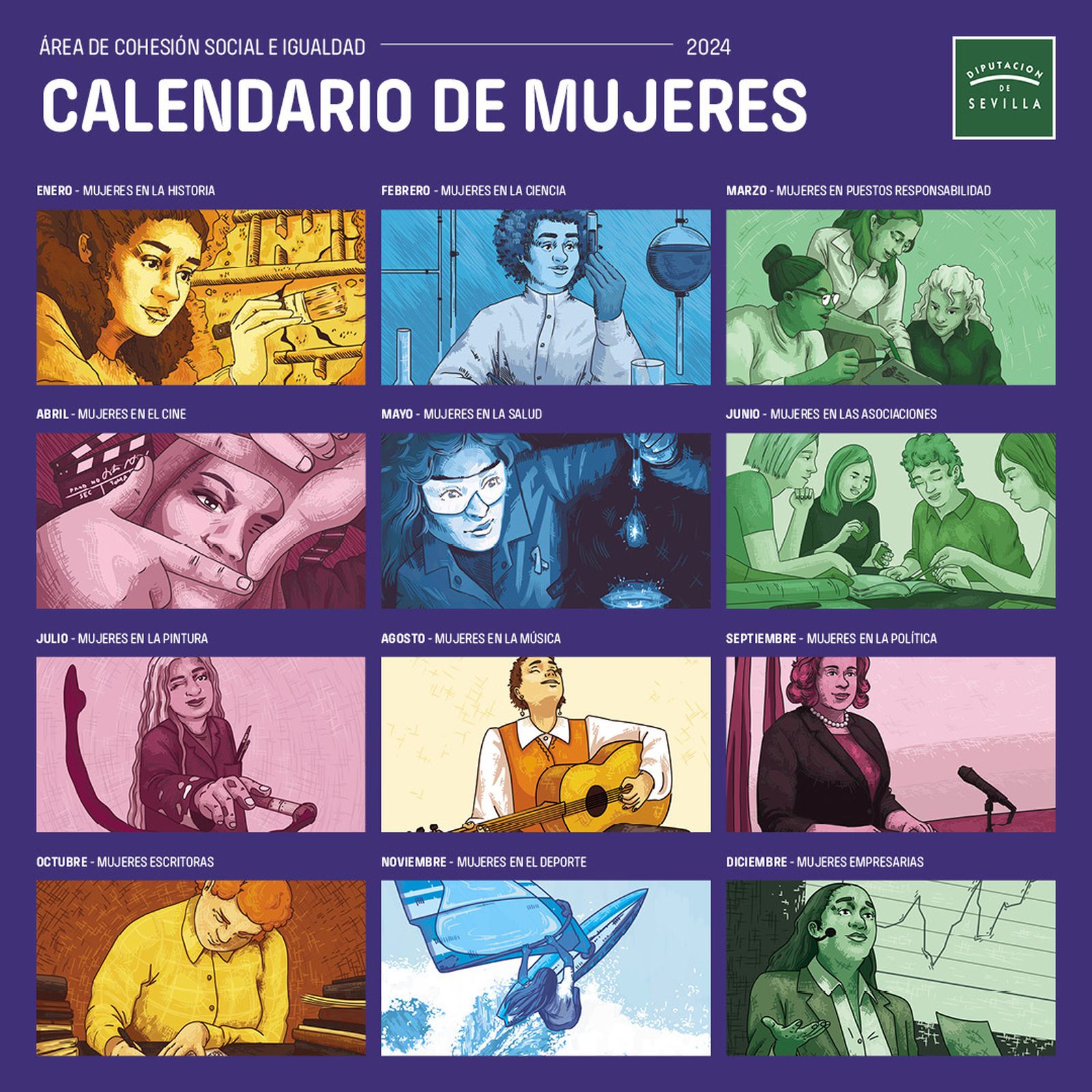 La Diputación edita el calendario de 2024 homenaje a mujeres relevantes