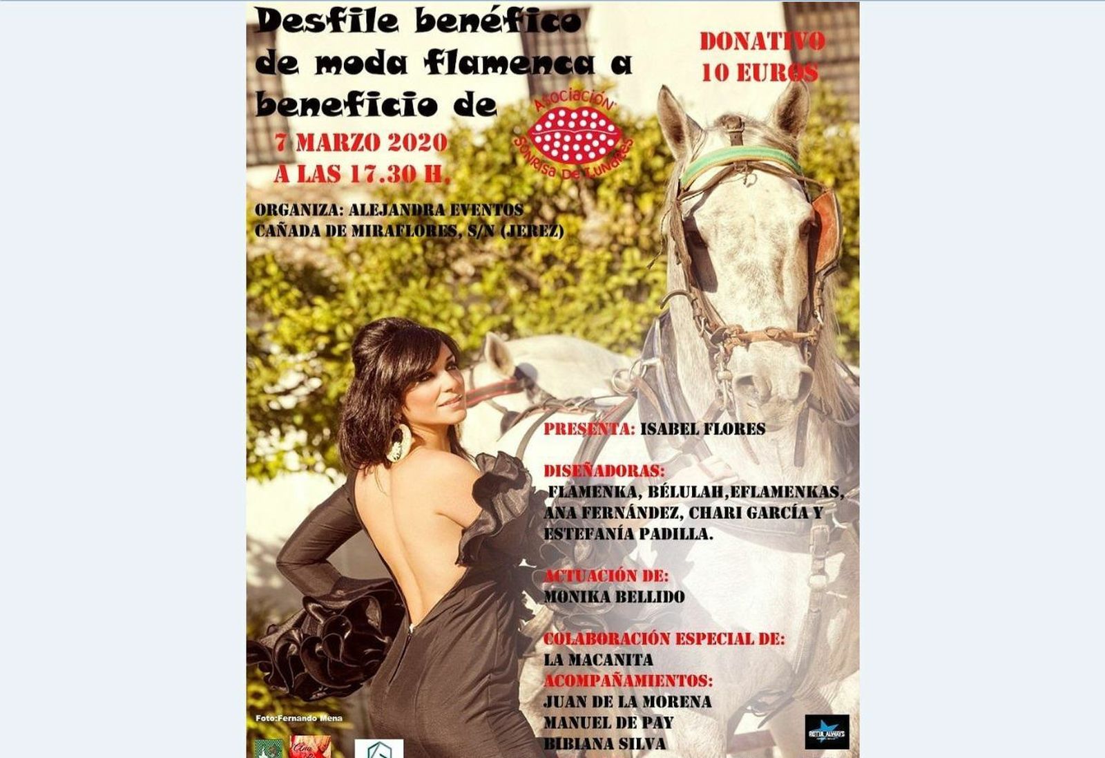 Cartel del desfile benéfico de moda flamenca a beneficio de la asociación 'Sonrisa de Lunares'.
