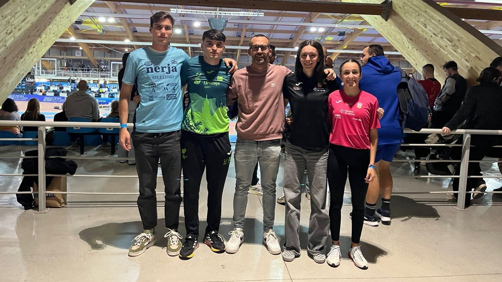 Guerrero, Montalvo, Sáez, Prieto y Delgado, en el Campeonato de España absoluto.