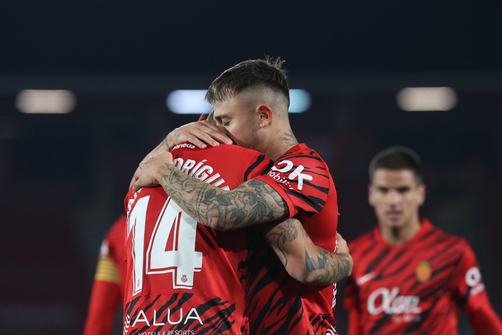 Celebración de un gol del Mallorca.