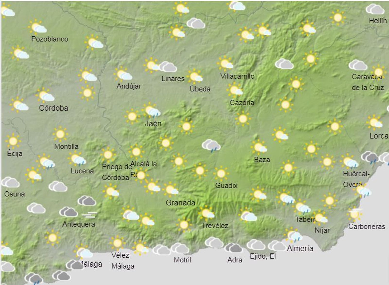 Mapa ofrecido por la Aemet para la hora del inicio de la manifestación del Día de la Mujer