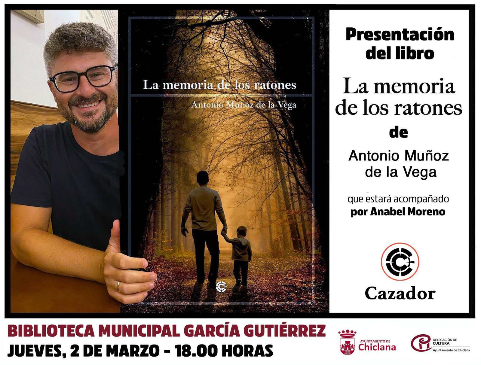 Cartel de la presentación del libro del periodista gaditano Antonio Muñoz de la Vega.