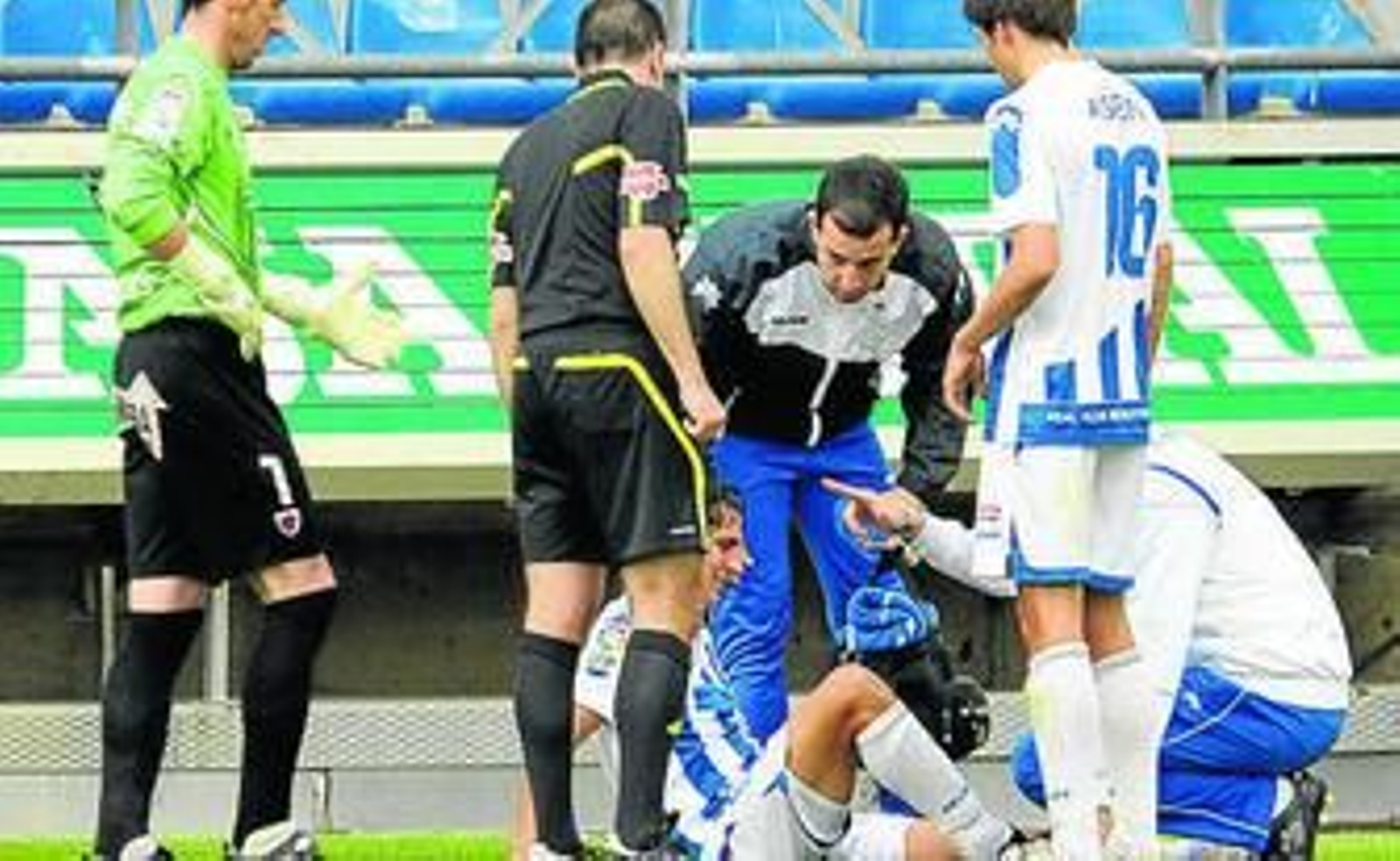 Pablo Sánchez no pudo acabar el partido en Soria.