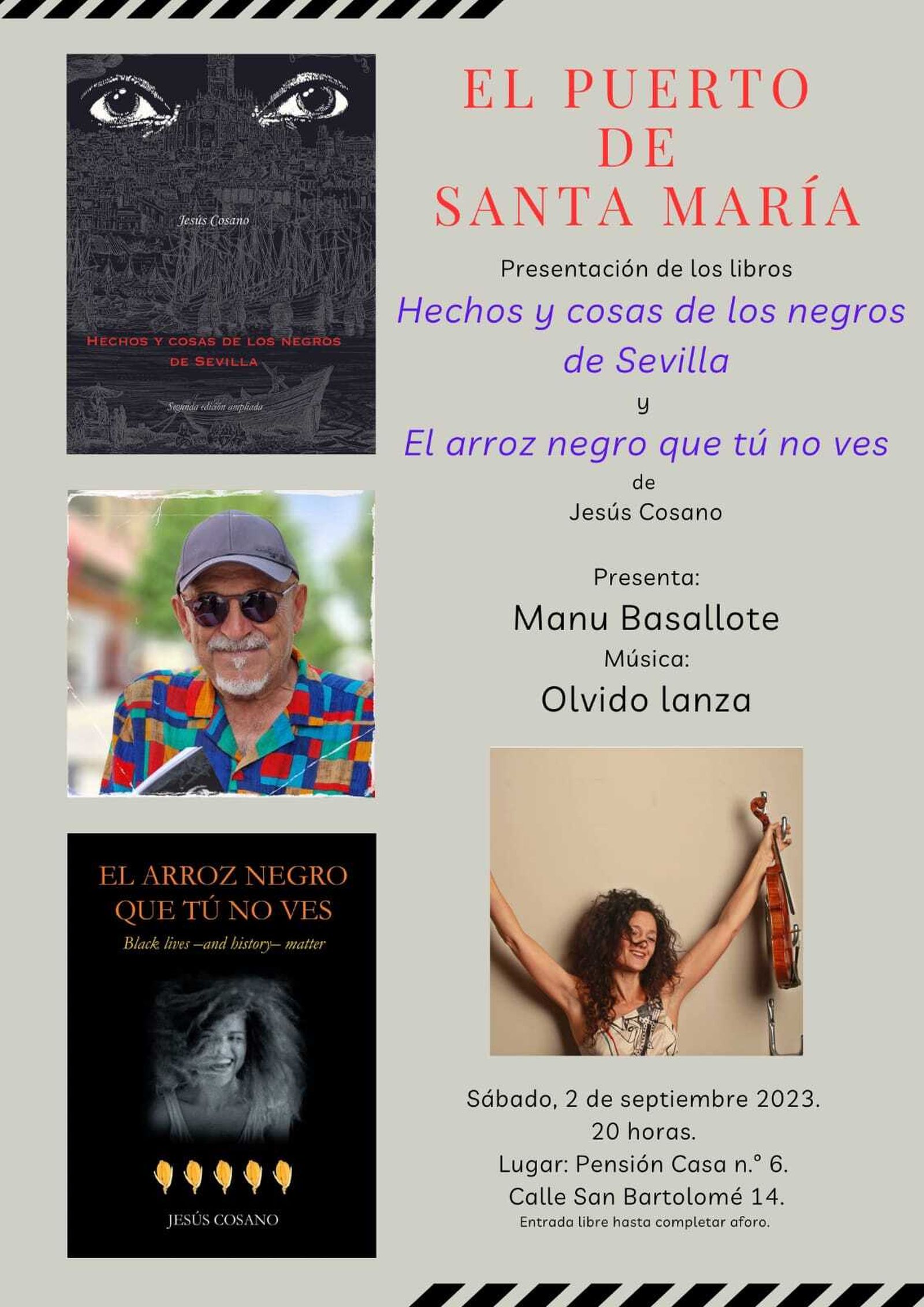 El cartel que anuncia la presentación de los libros.