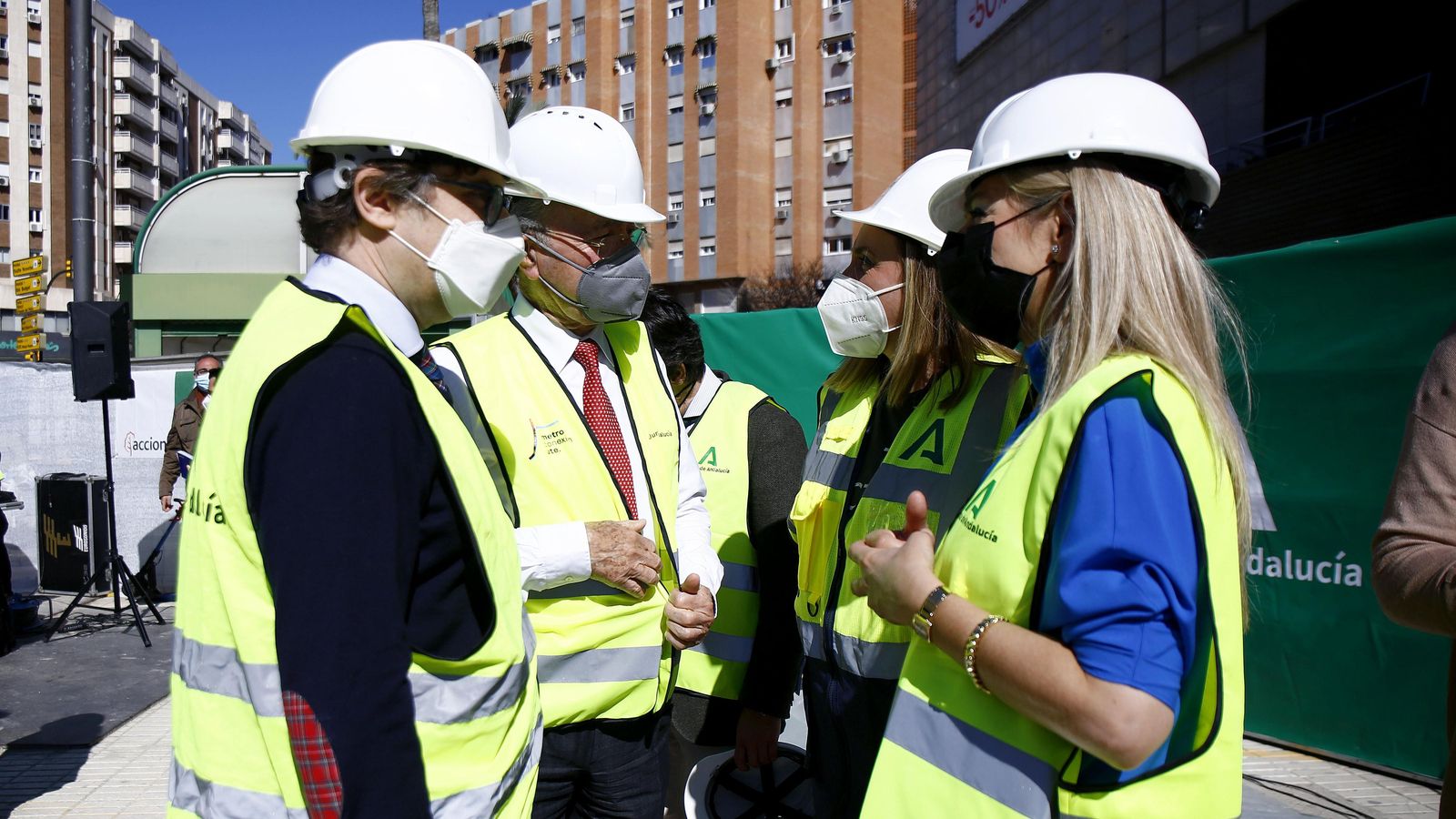 Las consejeras de Fomento y Cultura dialogan con el alcalde de Málaga y el director de la Agencia de Obra Pública.