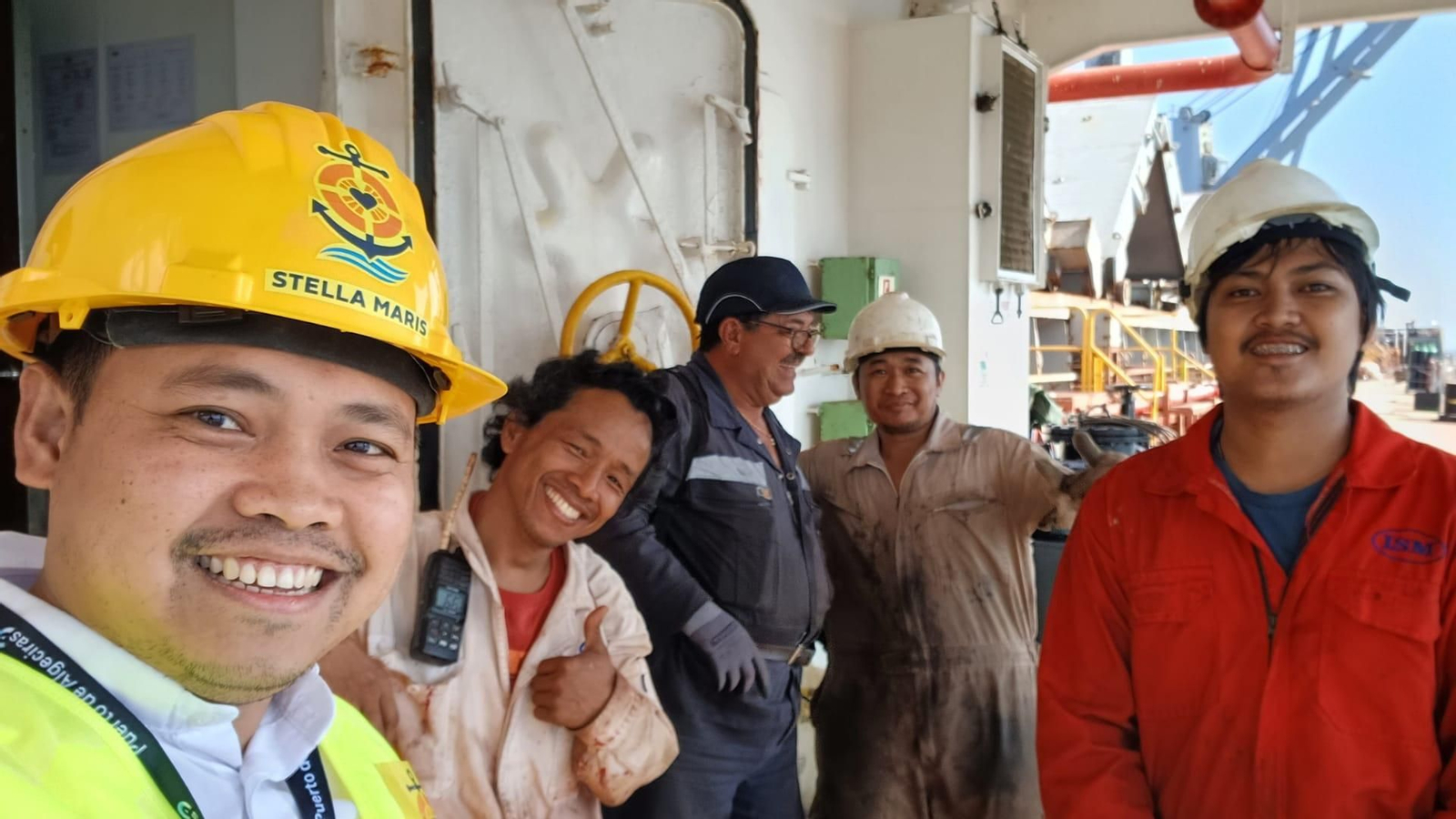 Postrano (left), with some crew members