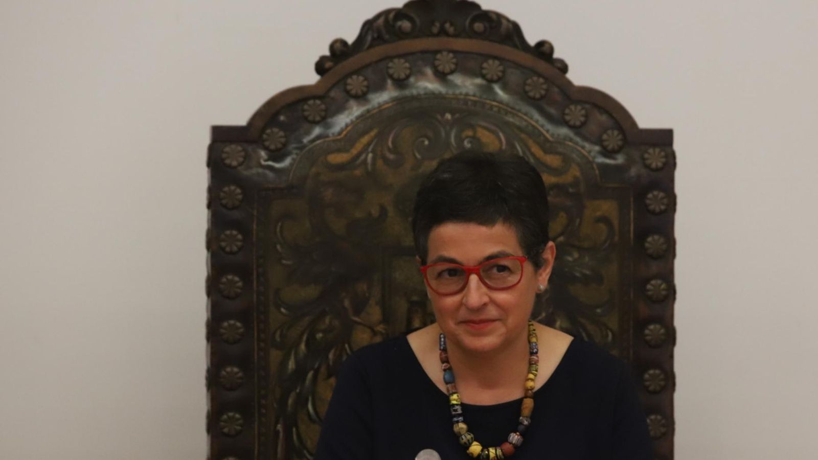 Arancha González Laya, en el Ayuntamiento de La Línea