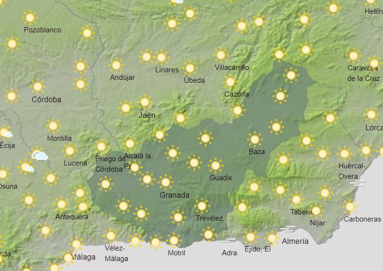 Tiempo en Granada | Las temperaturas bajan pero continúan siendo cálidas