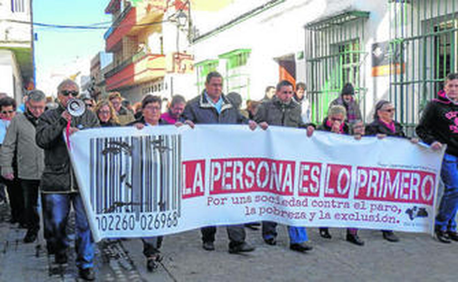 Cabecera de la manifestación por la calle De la plaza.