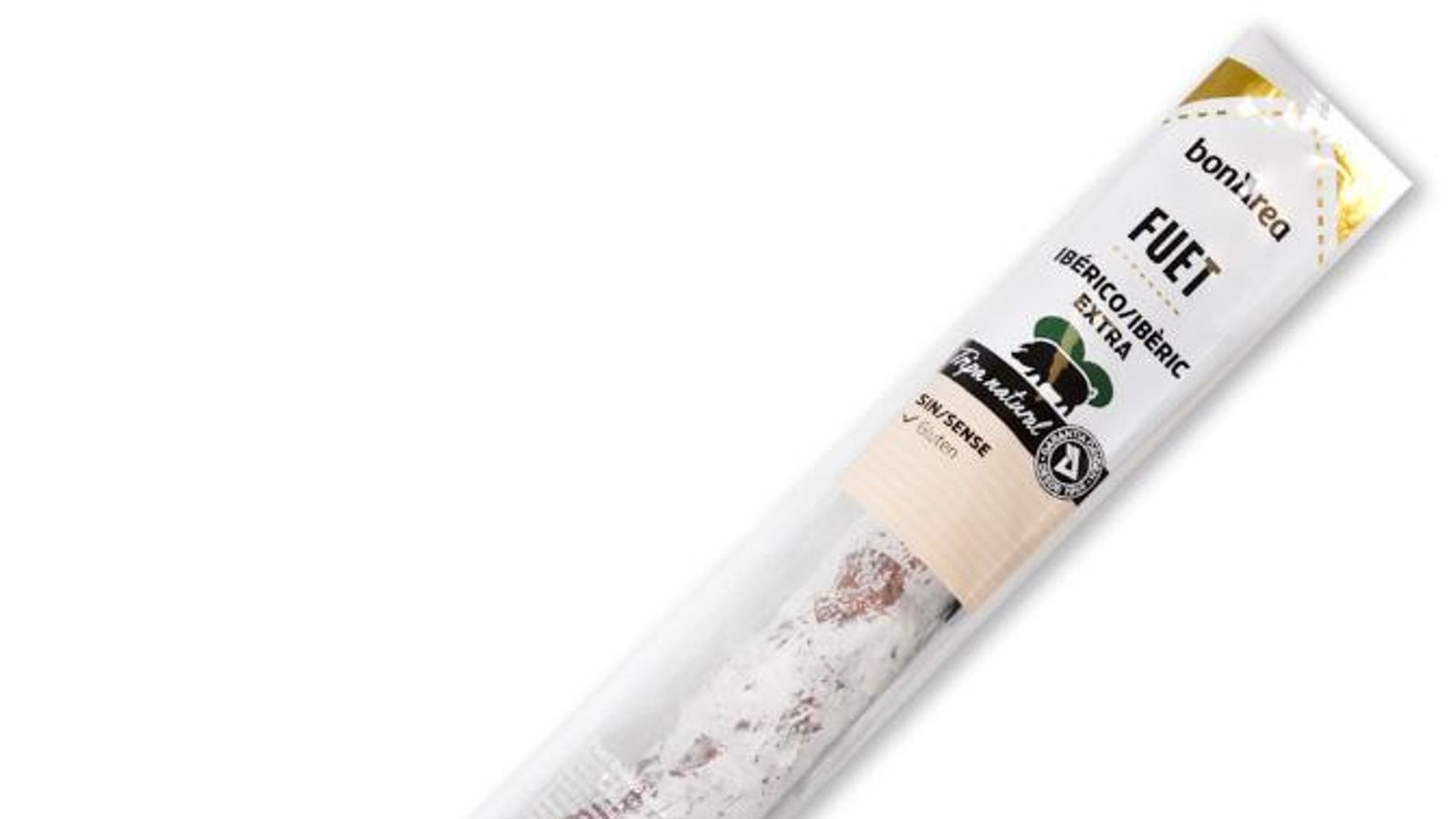 Fuet iberico extra bonarea que ha generado la alerta alimentaria.