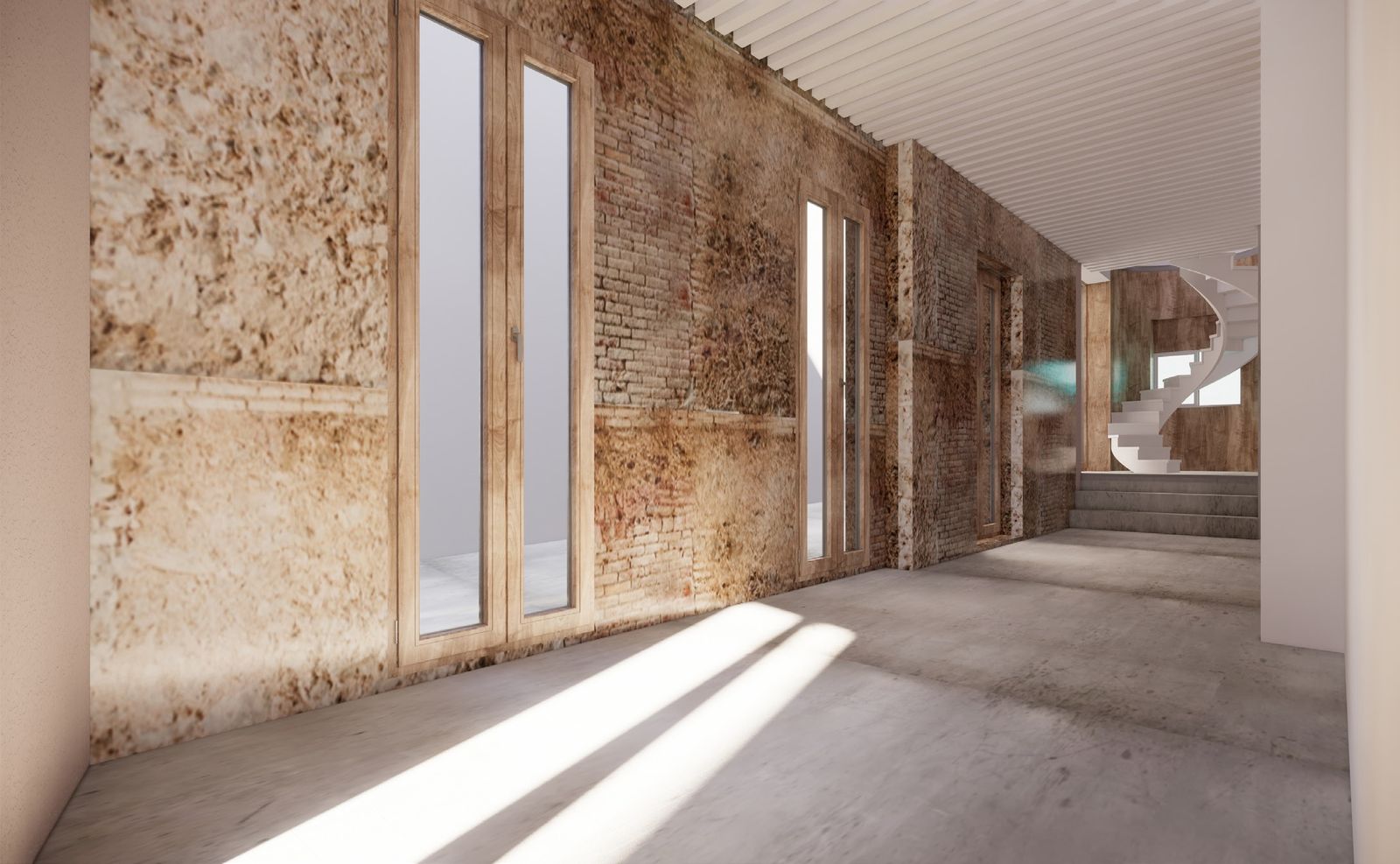 Vista lateral desde sala diáfana hacia calle Lectoral Sirvent.