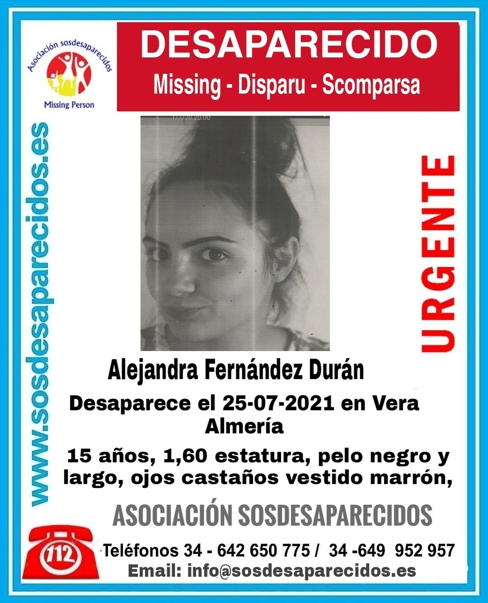 Cartel de la joven desaparecida.