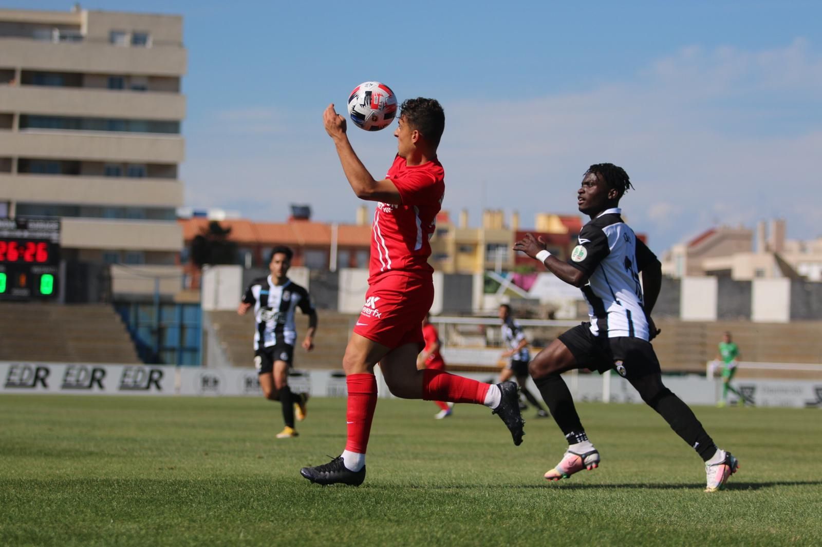 Imagen del Linense-Sevilla Atlético, último partido a domicilio del filial.