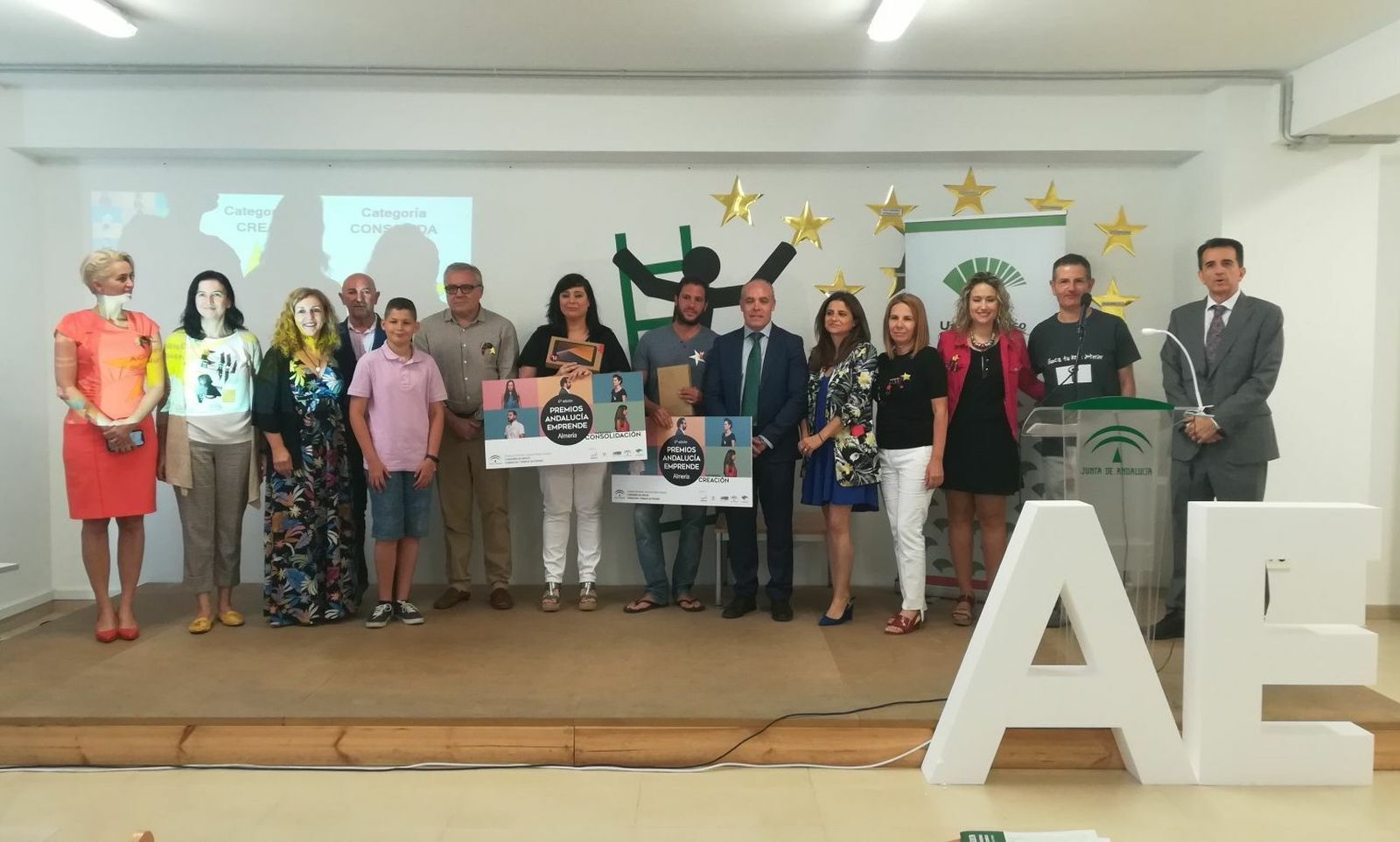 Imagen de los galardonados en la edición de este año en la fase provincial de los Premios Andalucía Emprende 2019.