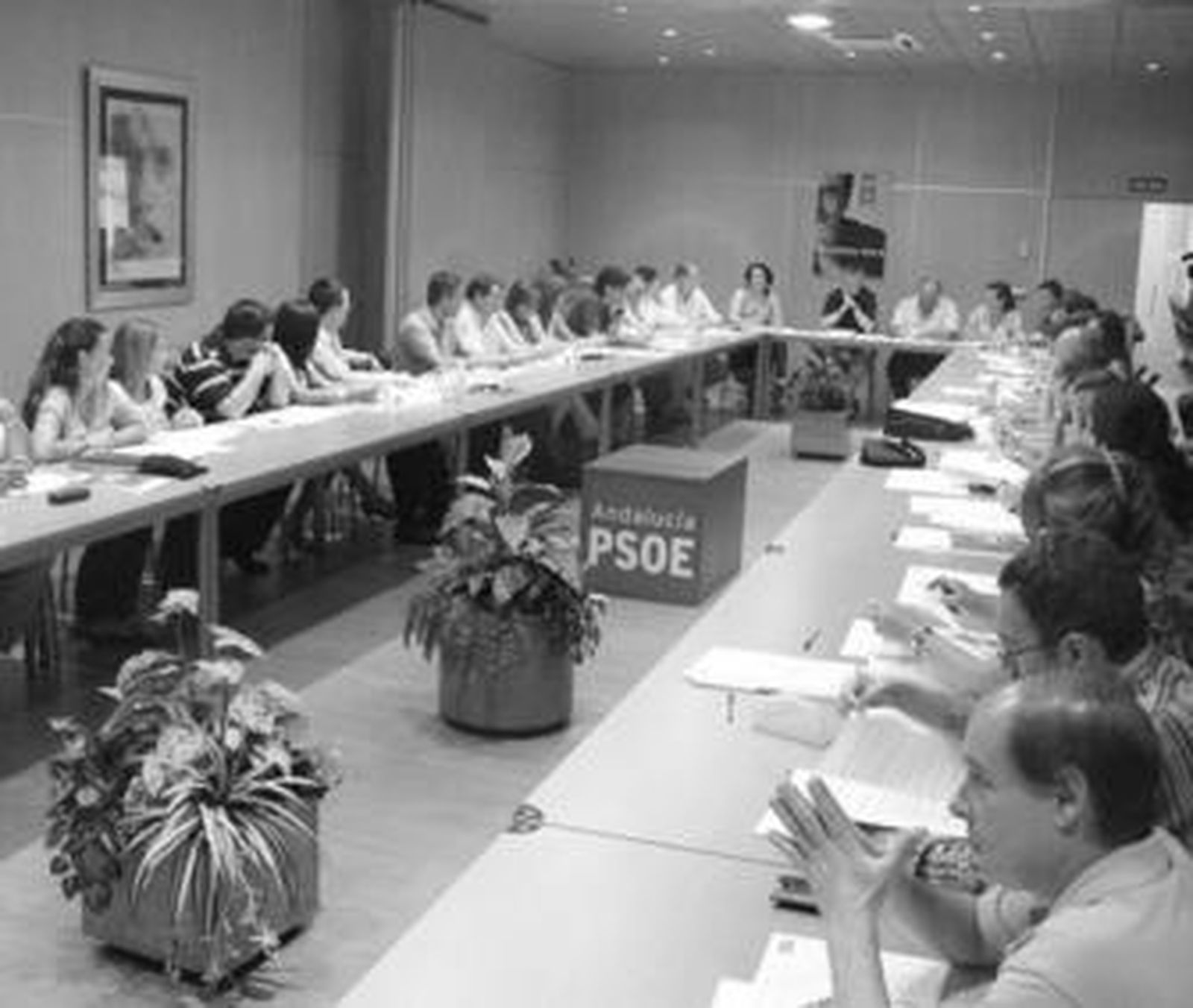 La reunión, en la sede del PSOE de Granada.
