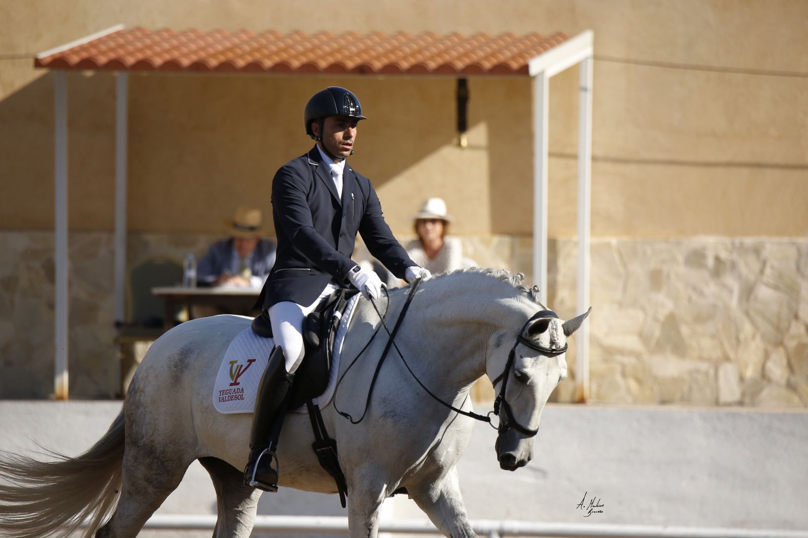 Un jinete monta un ejemplar de la Yeguada Valdesol