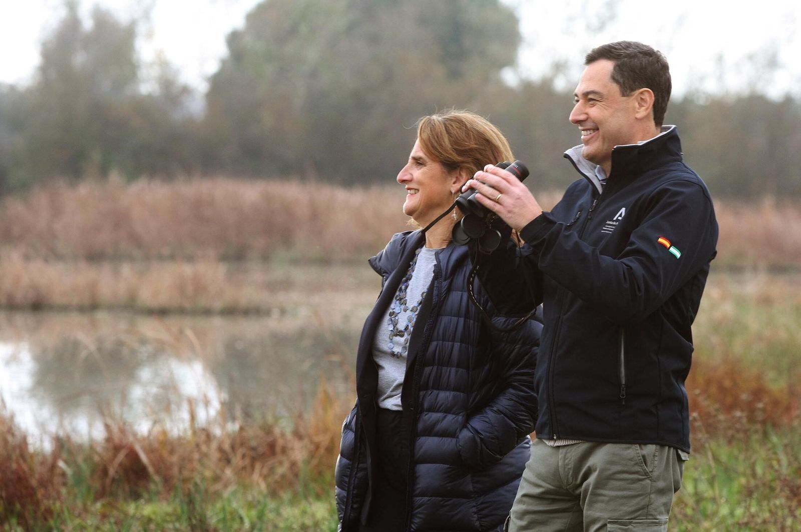 Visita a Doñana  de la ministra para la Transición Ecológica, Teresa Ribera y del presidente de la Junta de Andalucía, Juanma Moreno.