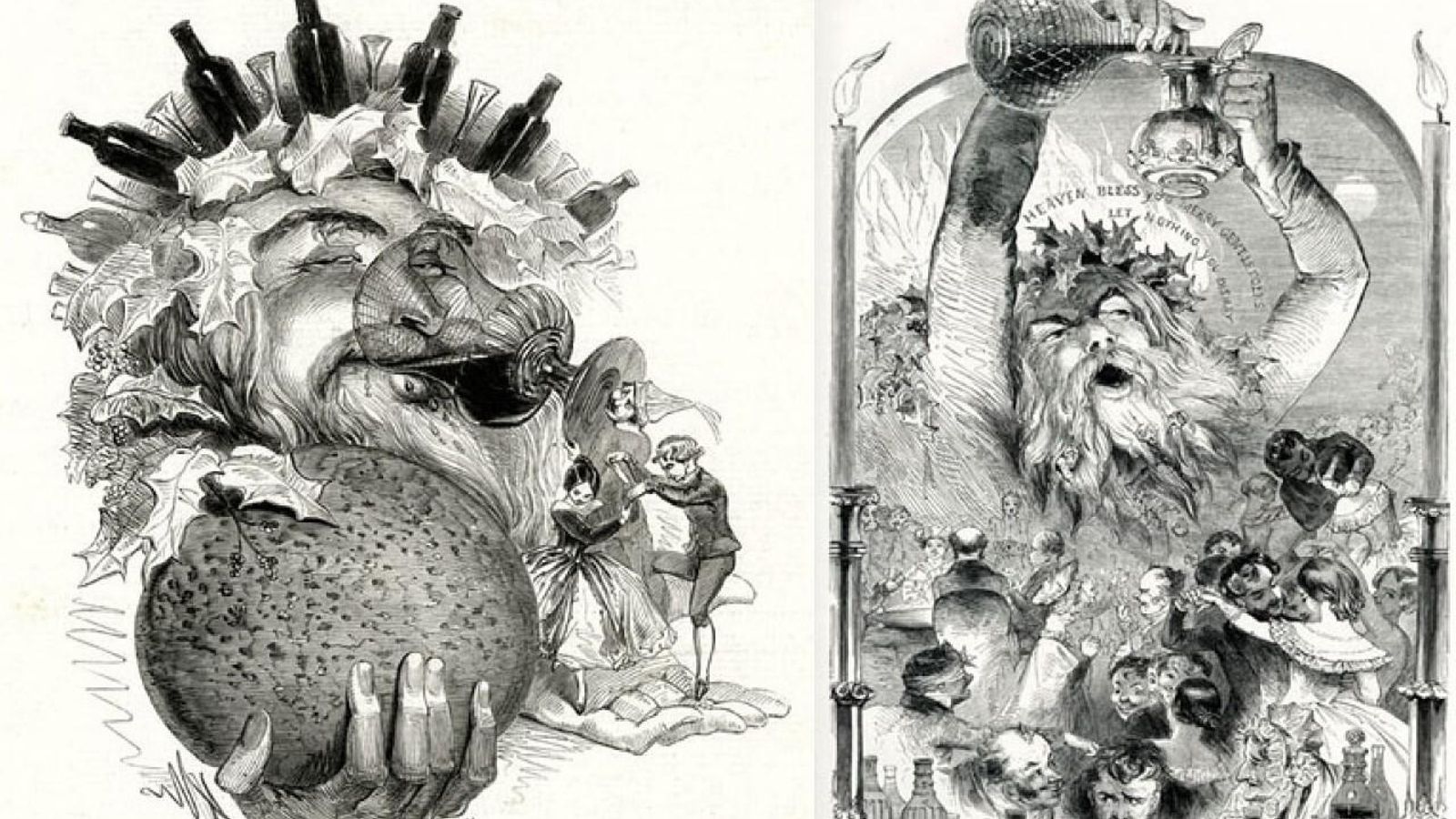 Father Christmas en grabados ingleses de 1844 y 1847.