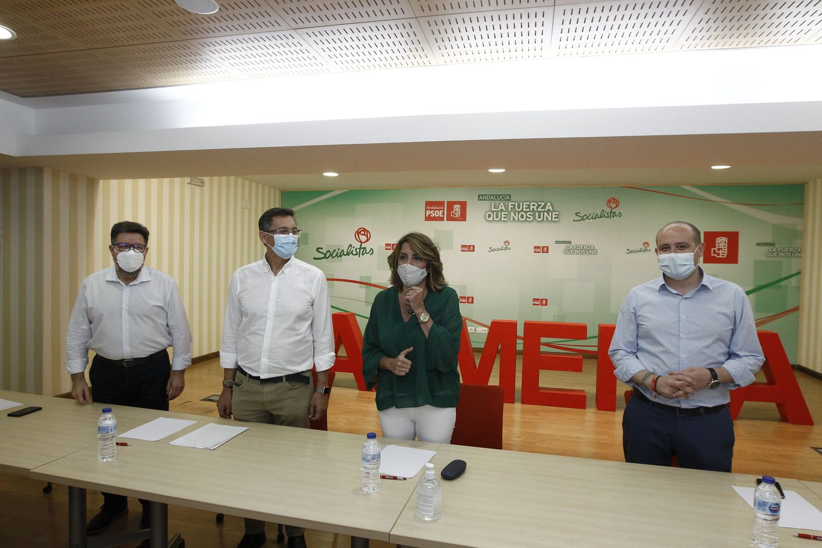 Reunión de Susana Díaz con los alcaldes socialistas del Poniente almeriense, por los rebrotes de la COVID-19