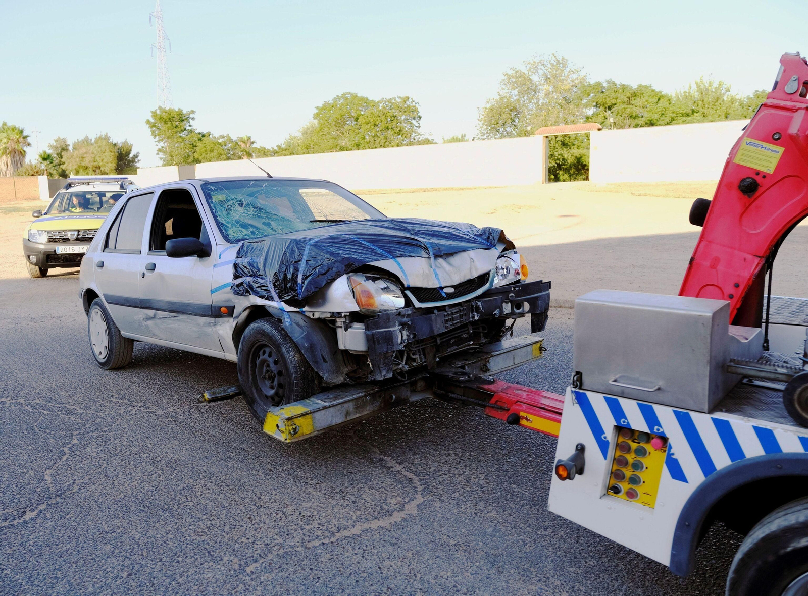 El coche de la acusada, tras el doble atropello.