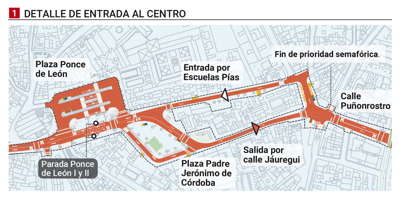 Detalle de la entrada al centro. Fuente: TUSSAM