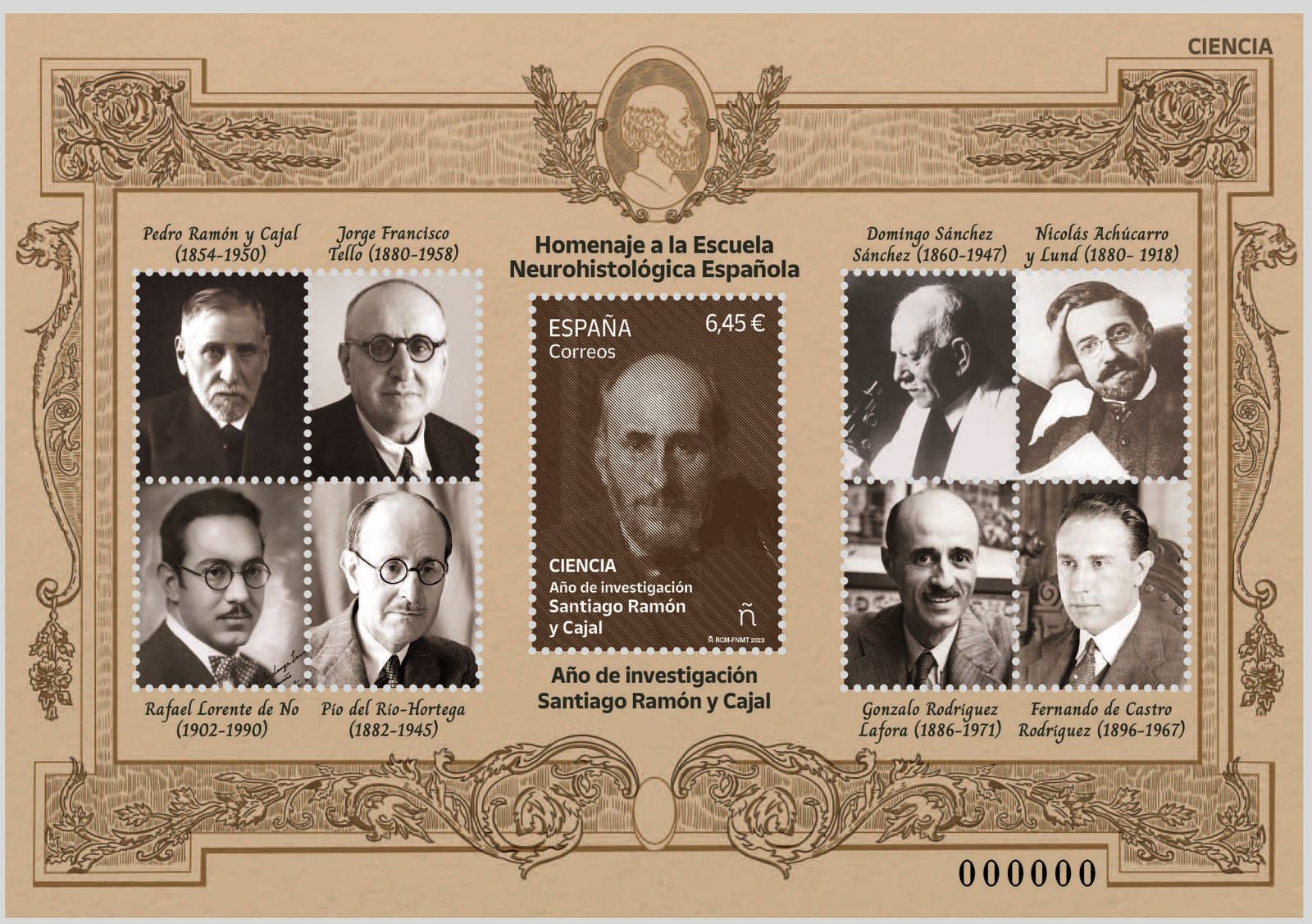 Correos presenta un sello dedicado al científico Santiago Ramón y Cajal