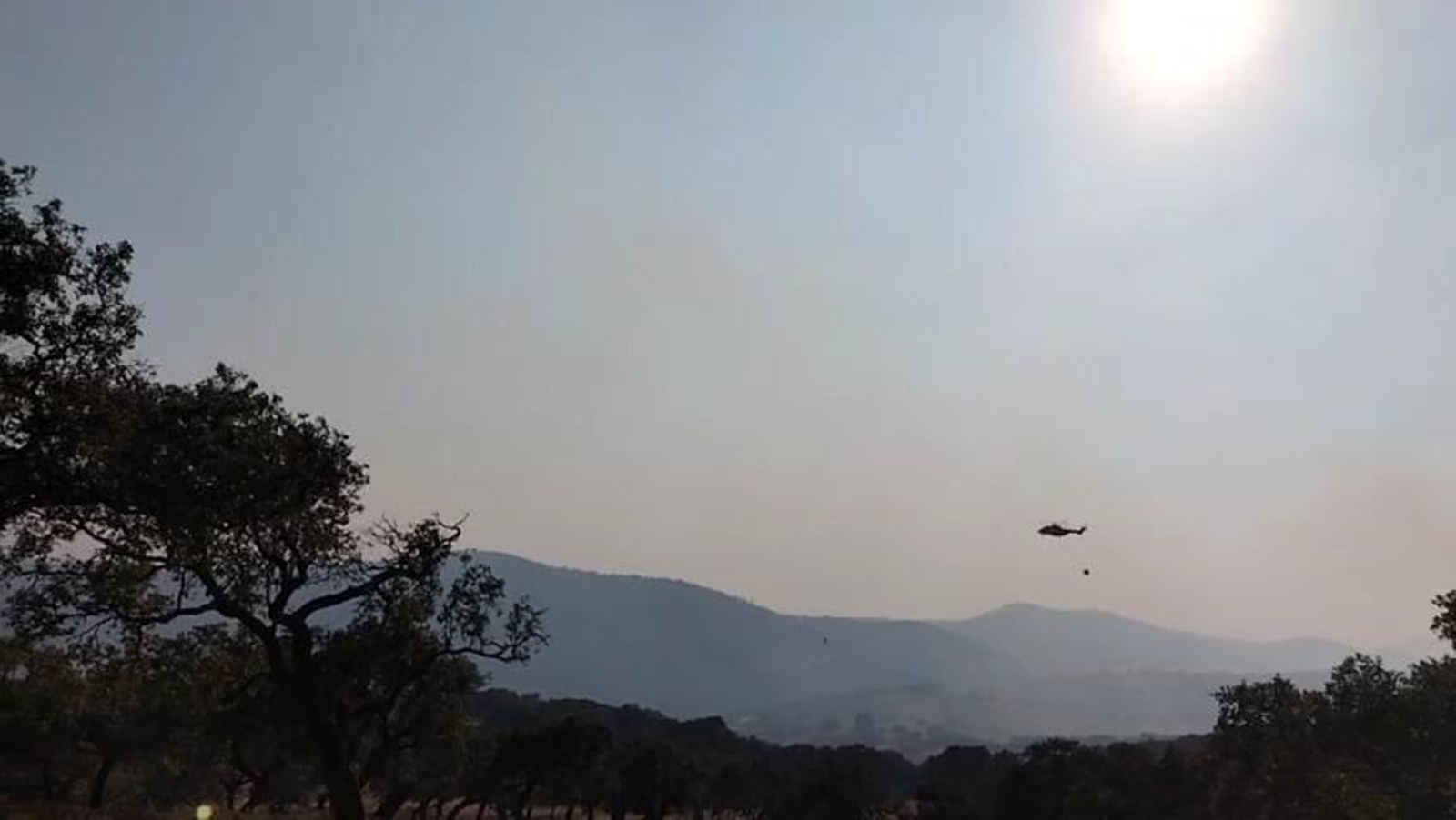 Efectivos del Infoca combatiendo el incendio en Aracena