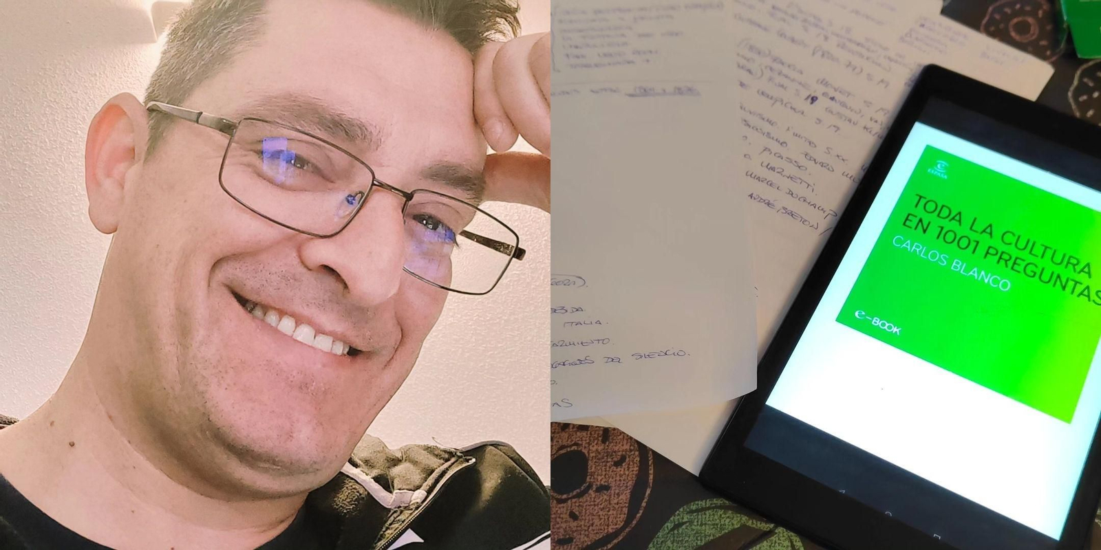 Luis de Lama, entre apuntes, memoriza estos días preguntas de cultural general. Luis de Lama, entre apuntes, memoriza estos días preguntas de cultural general.