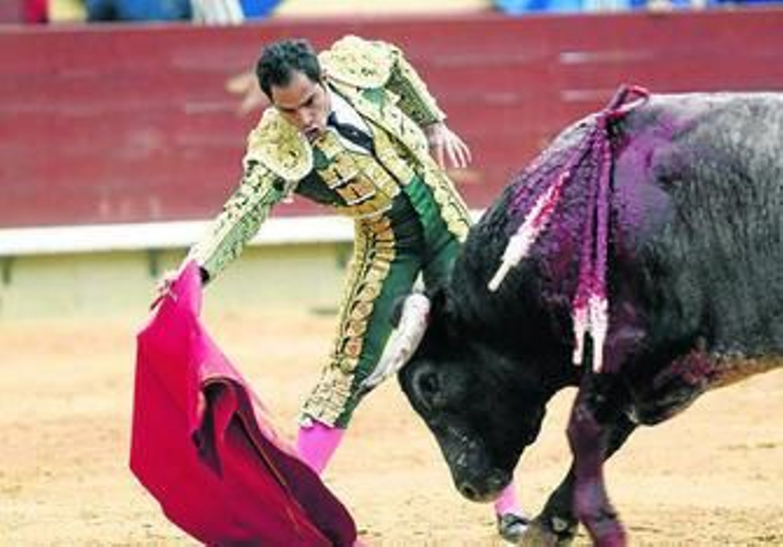 Luis Bolívar, en un muletazo a uno de sus oponentes.