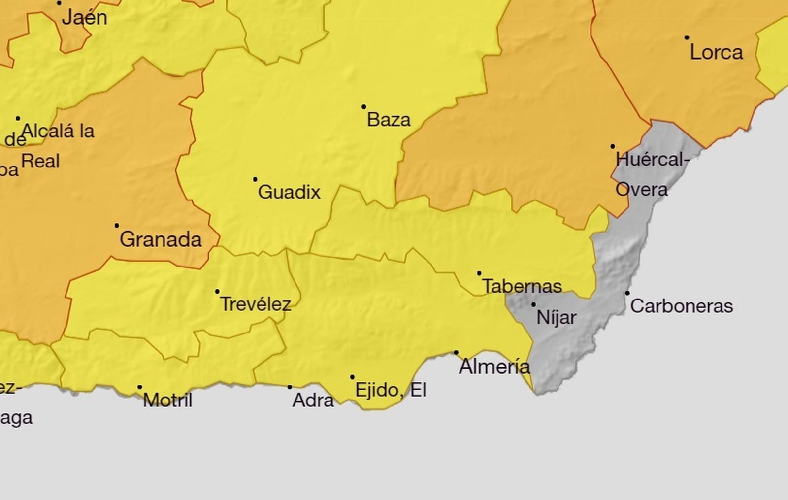 Mapa de alertas de Aemet para el sábado 13 de agosto.