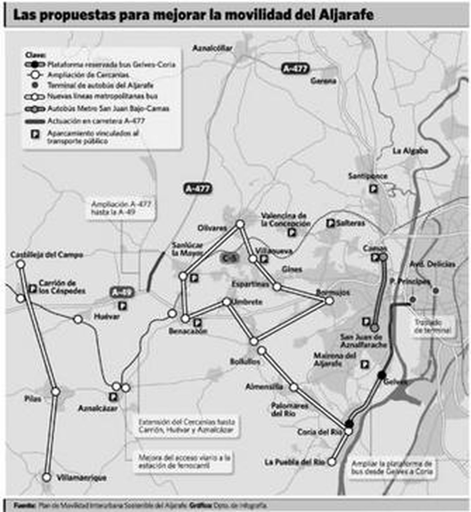 Diputación plantea un bus circular para la segunda corona del Aljarafe