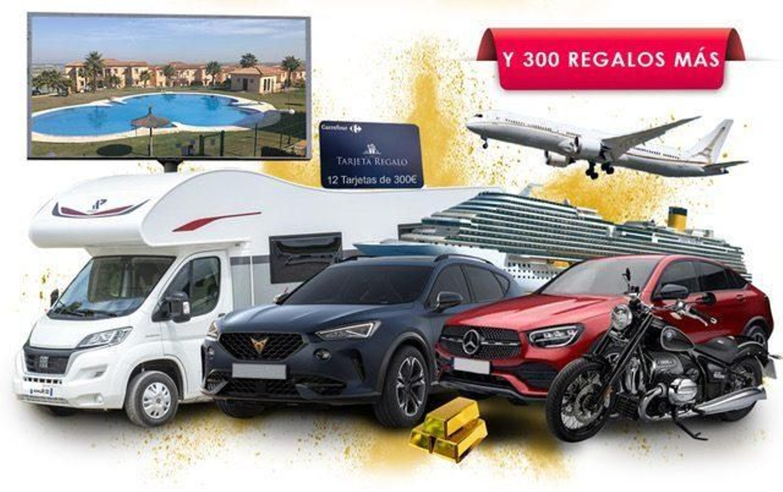 Un montaje con algunos de los premios que contiene esta cesta.